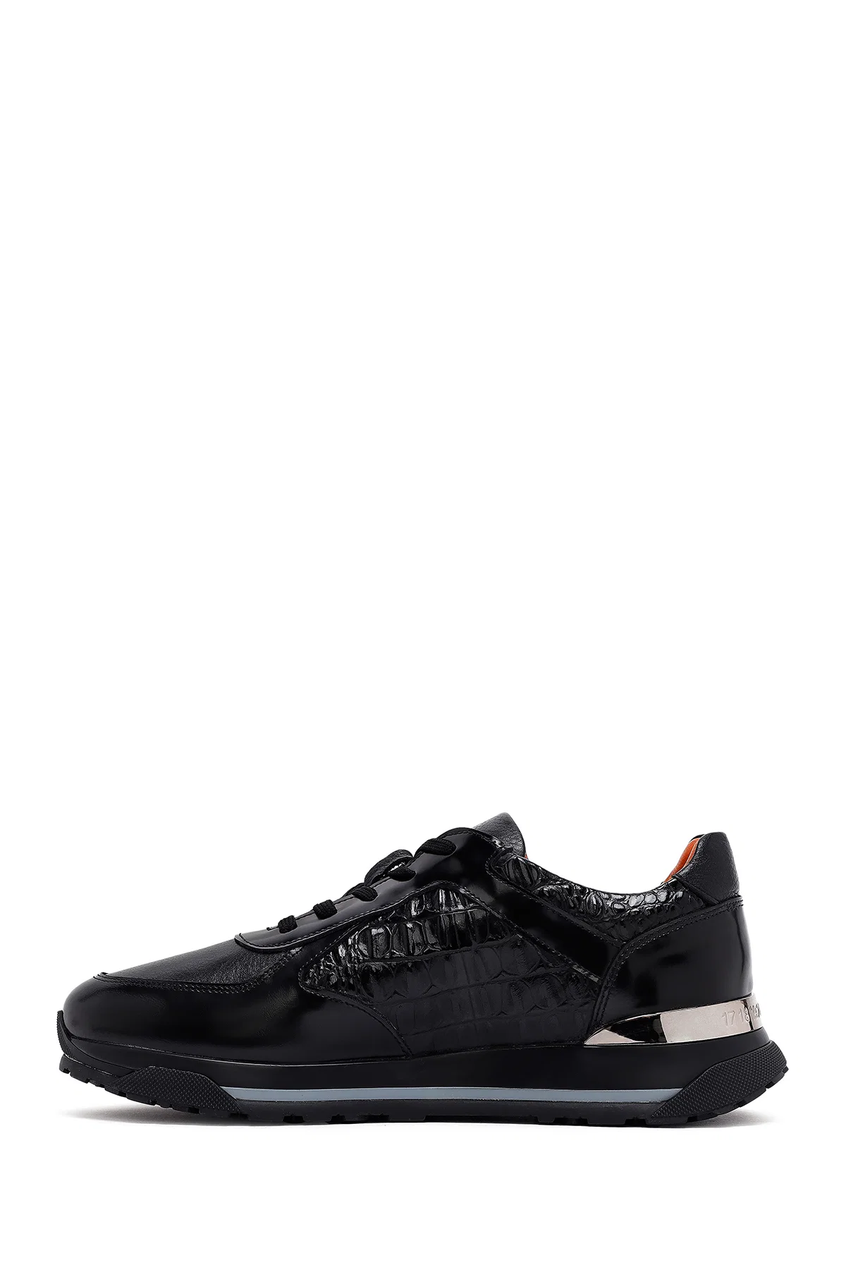Erkek Siyah Bağcıklı Kalın Tabanlı Deri Sneaker - Image 2
