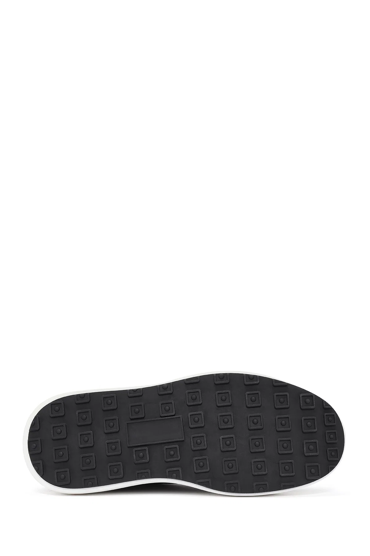 Erkek Siyah Bağcıklı Kalın Tabanlı Deri Sneaker - Image 4