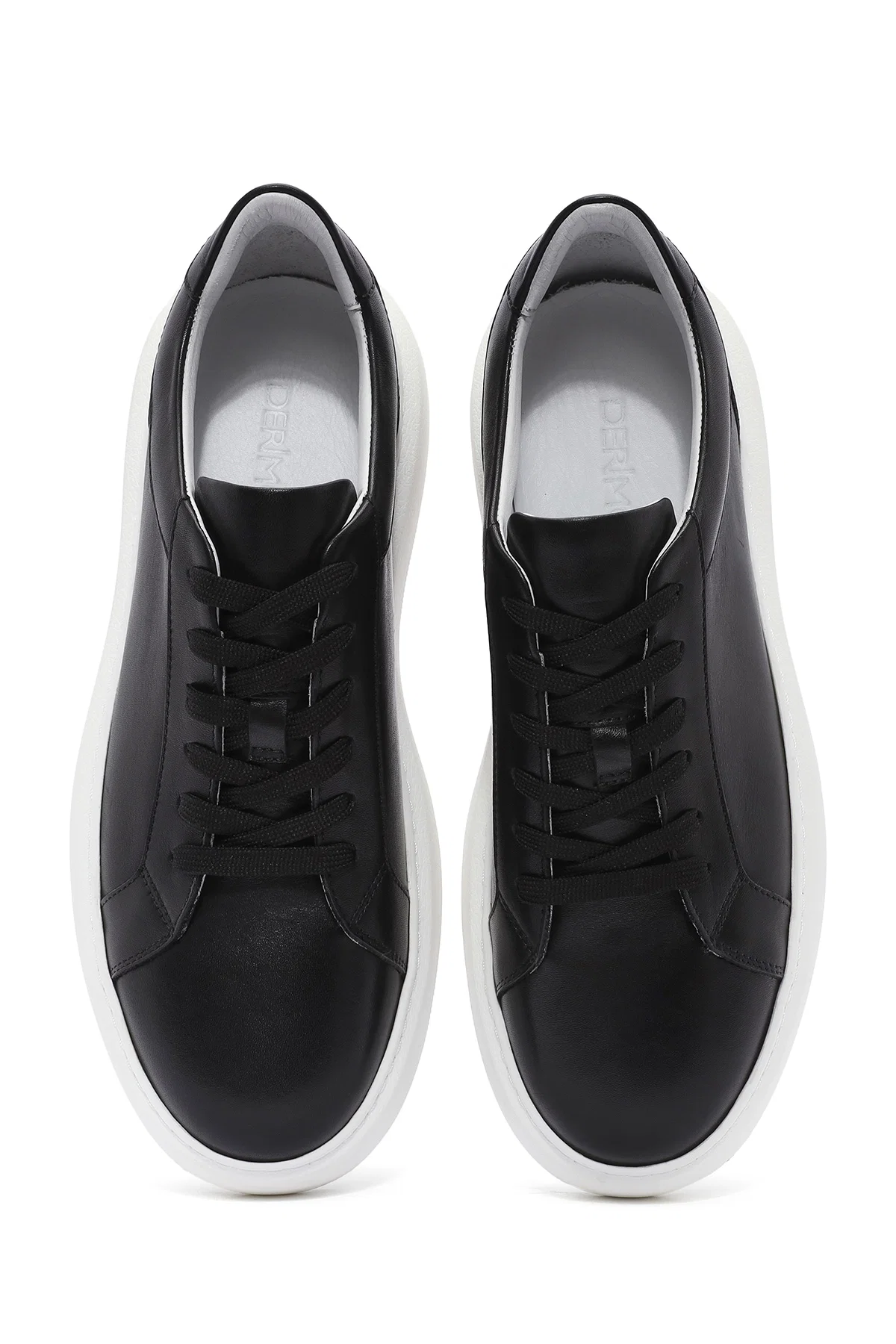 Erkek Siyah Bağcıklı Kalın Tabanlı Deri Sneaker - Image 7