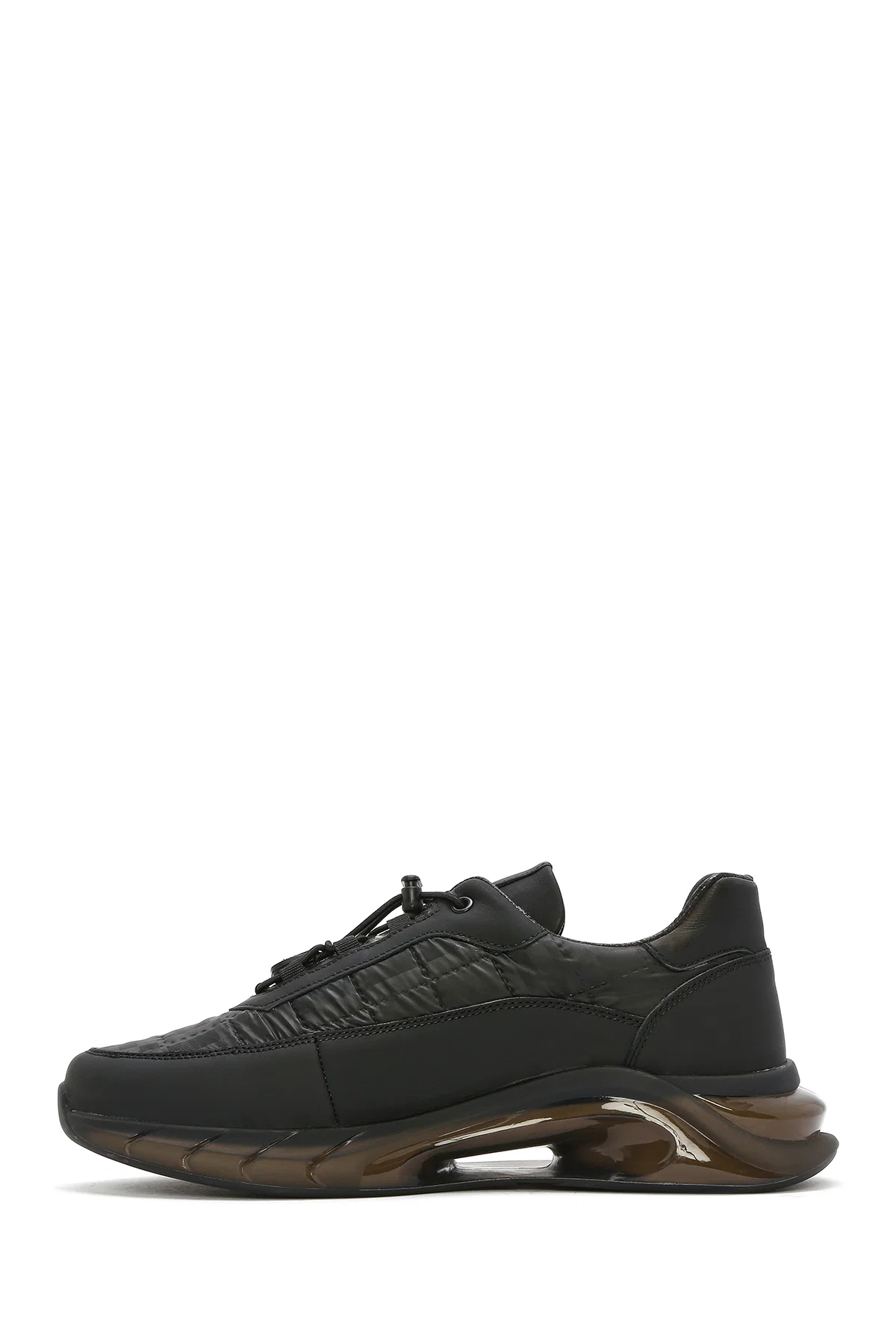 Erkek Siyah Bağcıklı Kalın Tabanlı Deri Sneaker - Image 2
