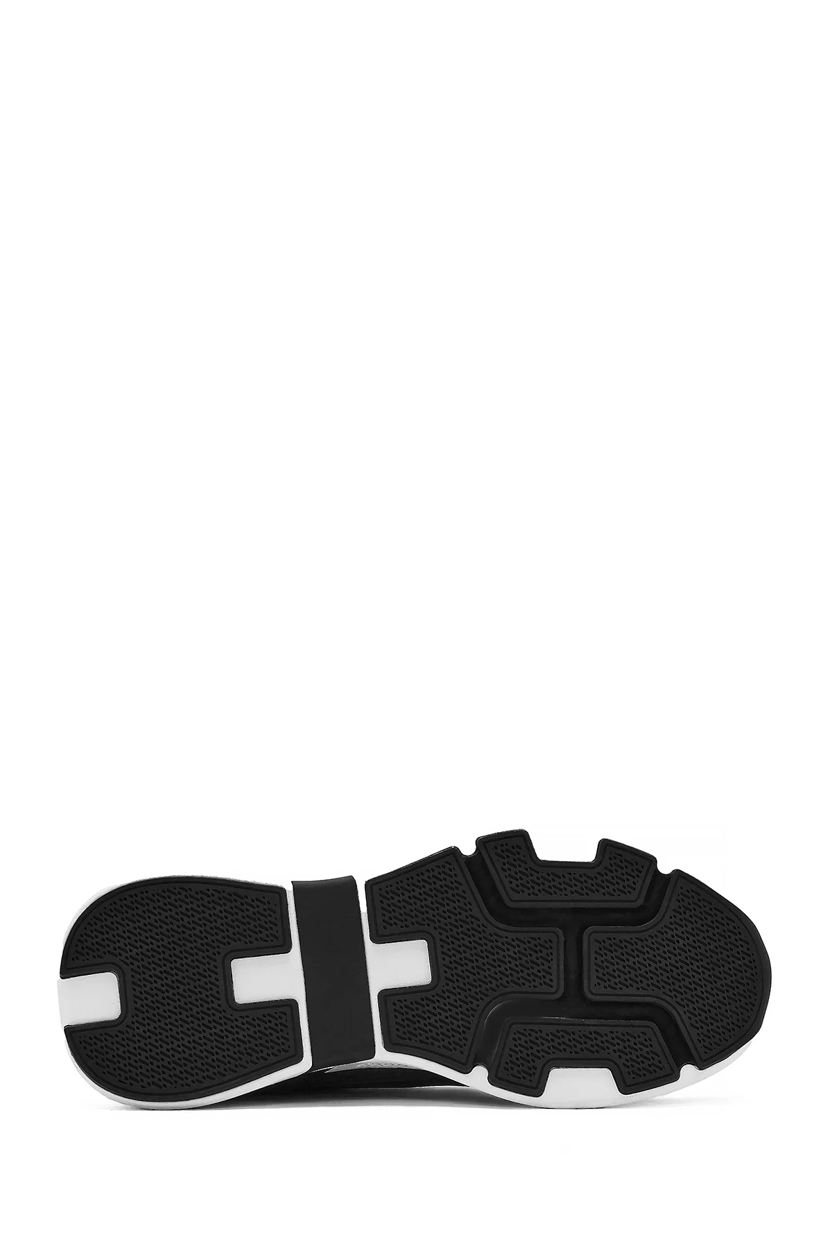 Erkek Siyah Bağcıklı Kalın Tabanlı Deri Sneaker - Image 4