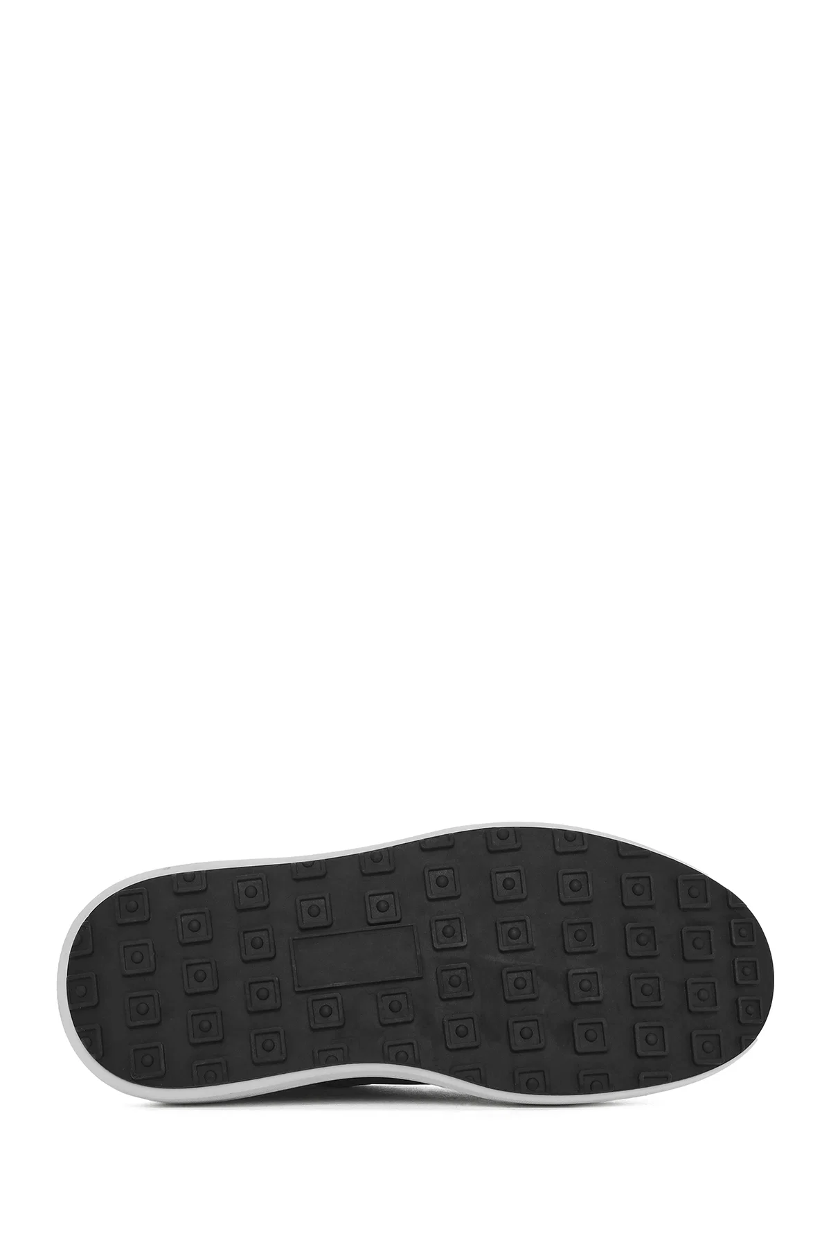 Erkek Siyah Bağcıklı Kalın Tabanlı Deri Sneaker - Image 4