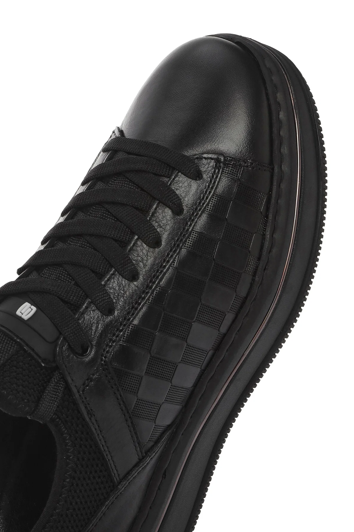 Erkek Siyah Bağcıklı Kalın Tabanlı Deri Sneaker - Image 10