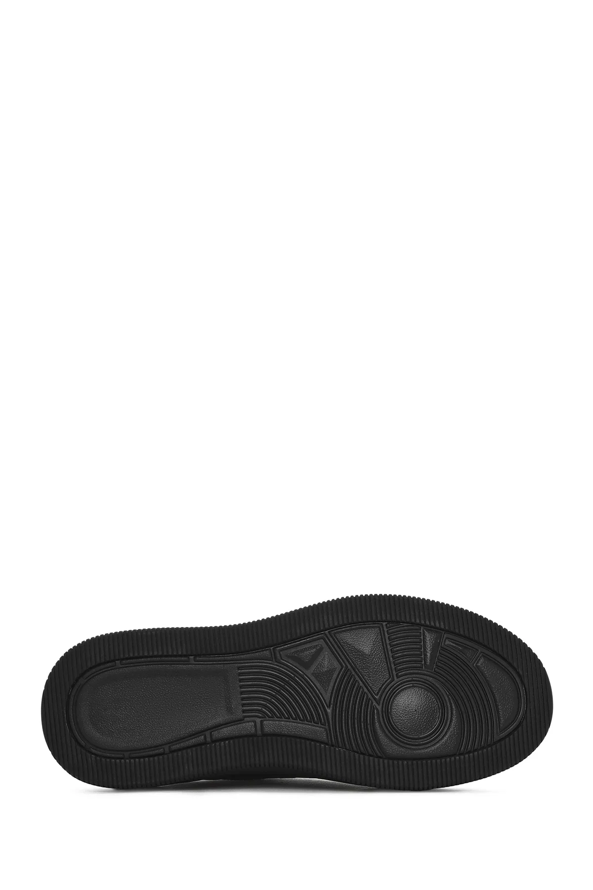 Erkek Siyah Bağcıklı Kalın Tabanlı Deri Sneaker - Image 4