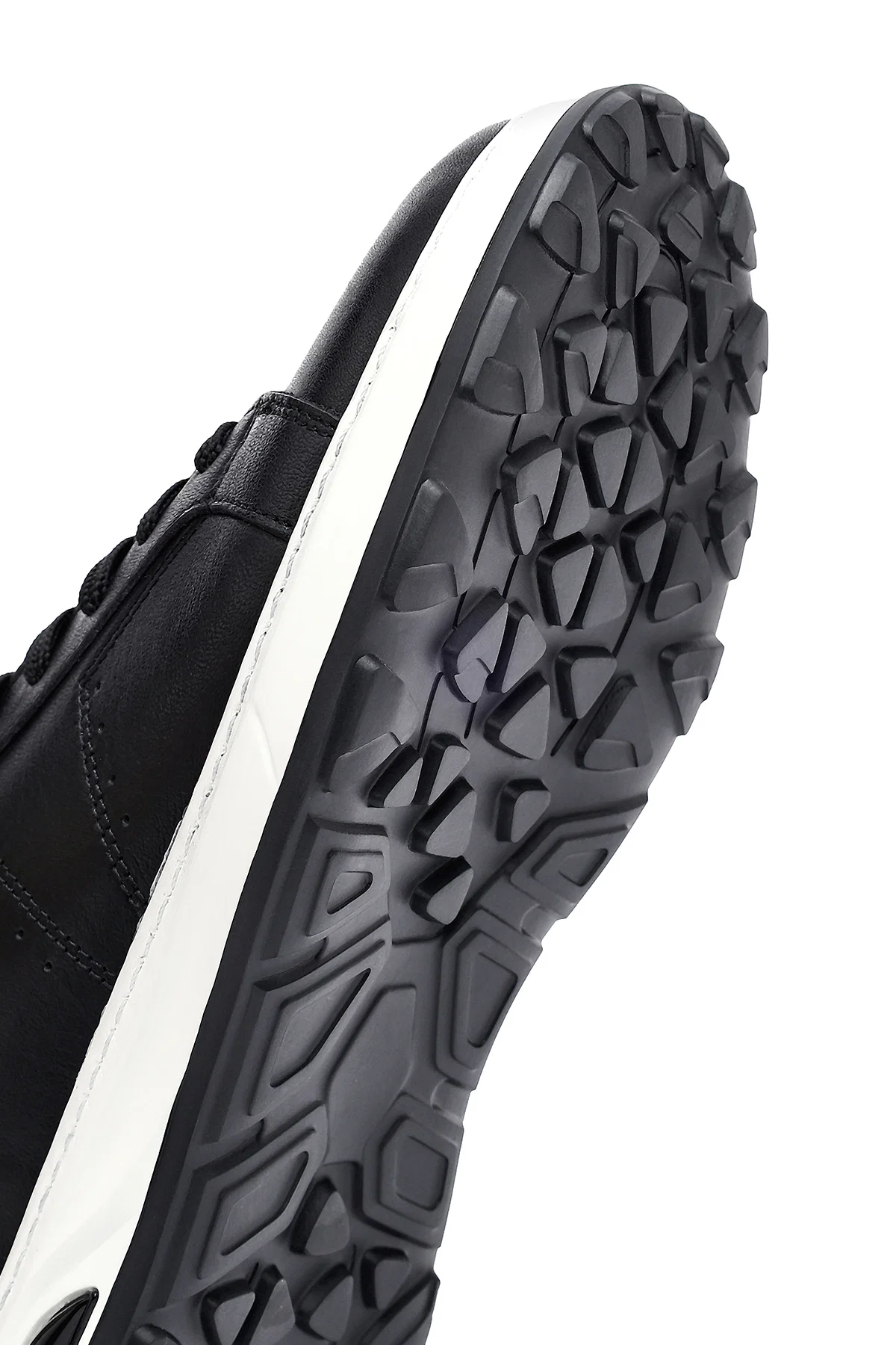 Erkek Siyah Bağcıklı Kalın Tabanlı Deri Sneaker - Image 9