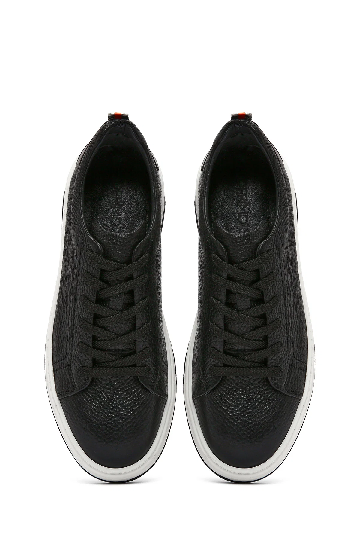 Erkek Siyah Bağcıklı Kalın Tabanlı Deri Sneaker - Image 7