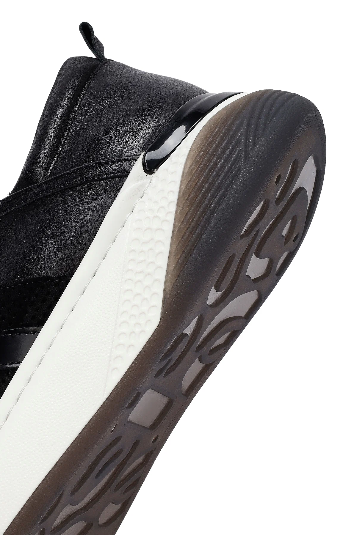 Erkek Siyah Bağcıklı Kalın Tabanlı Deri Sneaker - Image 8