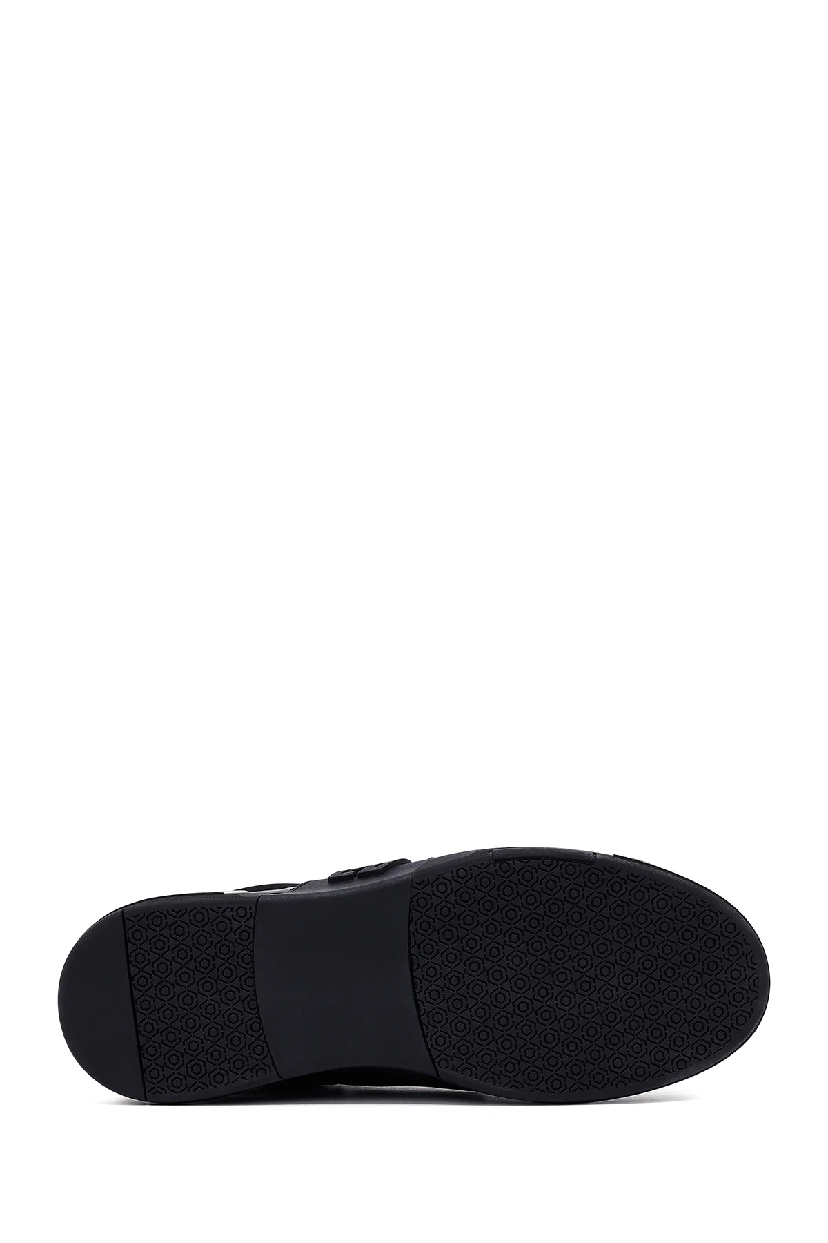 Erkek Siyah Bağcıklı Kalın Tabanlı Deri Sneaker - Image 4