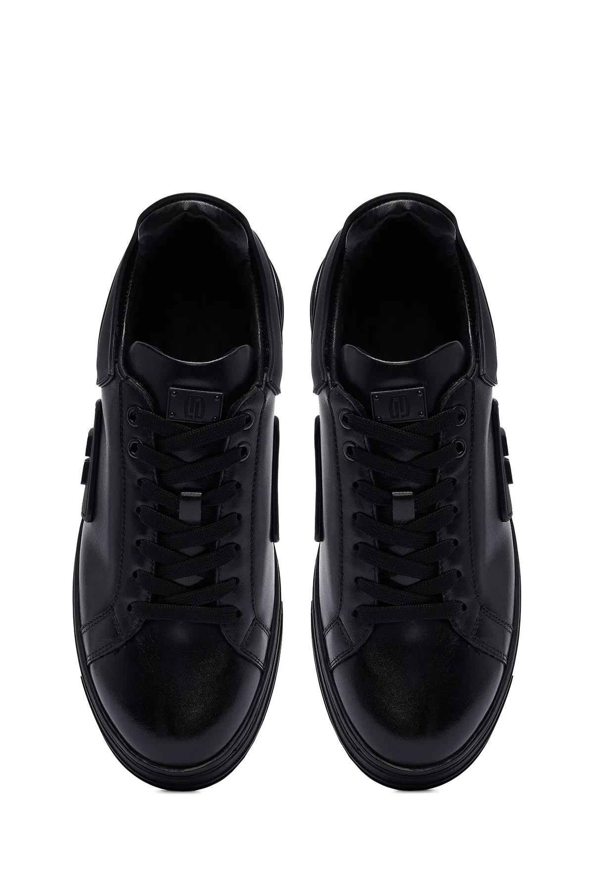 Erkek Siyah Bağcıklı Kalın Tabanlı Deri Sneaker - Image 7