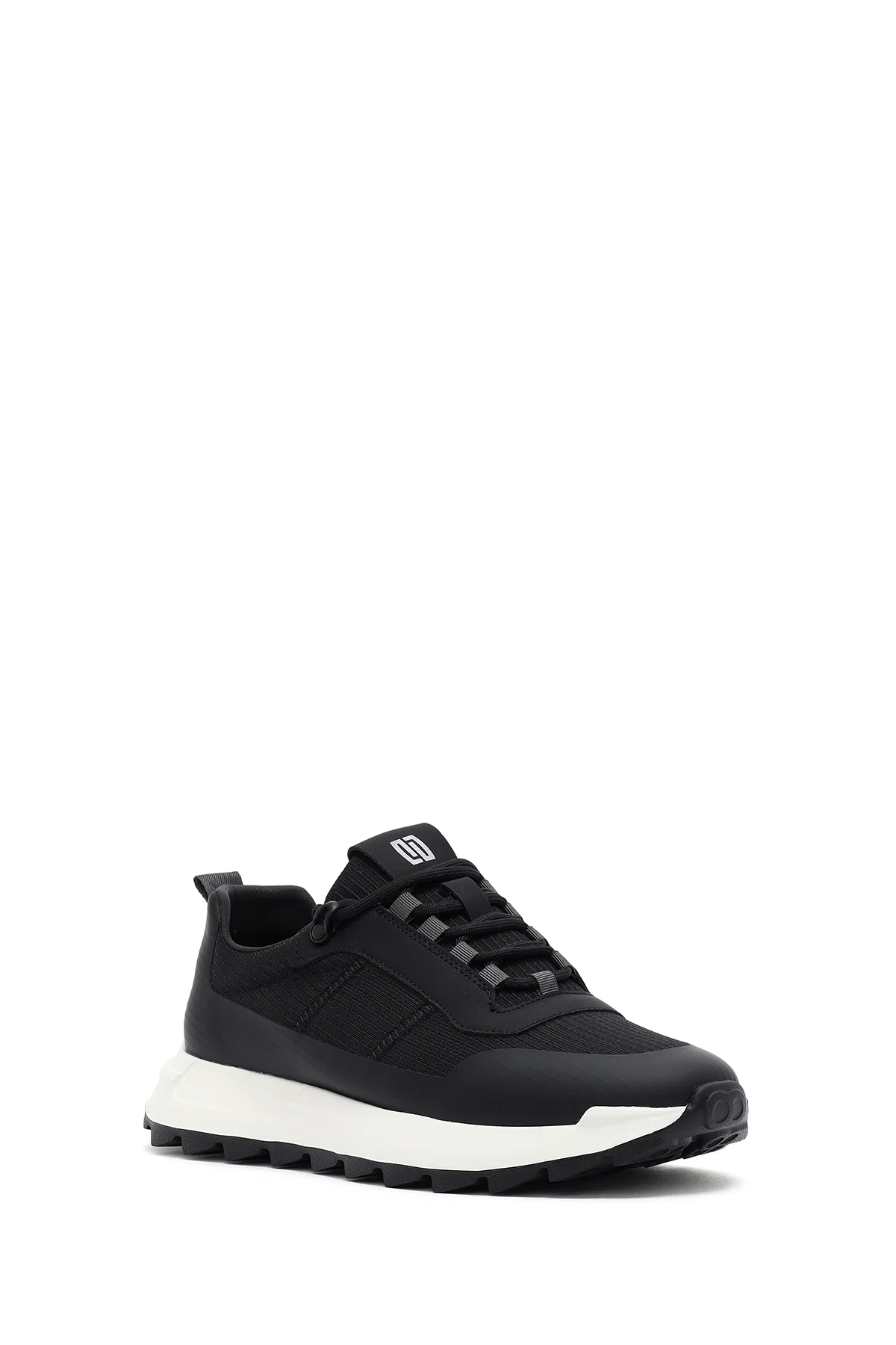 Erkek Siyah Bağcıklı Kalın Tabanlı Deri Sneaker - Image 6
