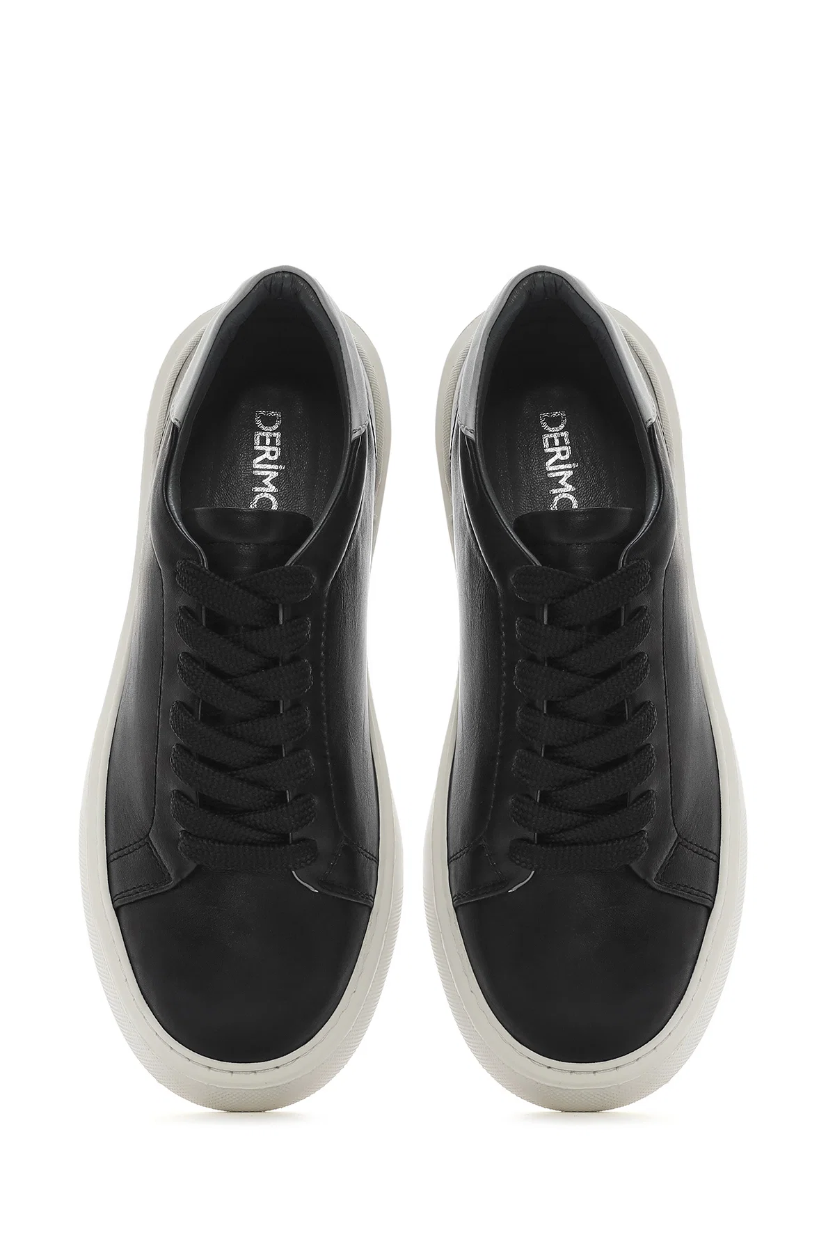 Erkek Siyah Bağcıklı Kalın Tabanlı Deri Sneaker - Image 7