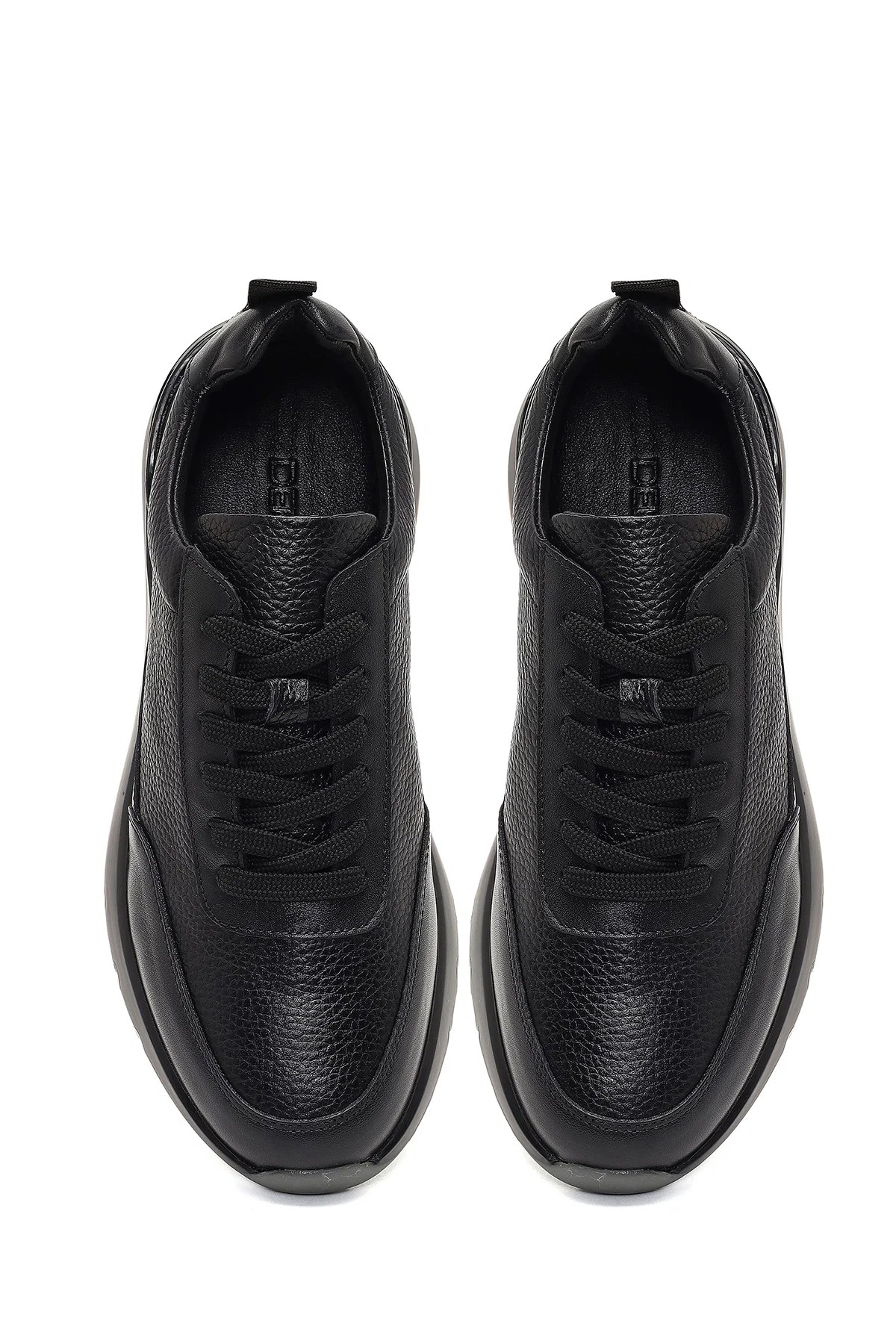 Erkek Siyah Bağcıklı Kalın Tabanlı Deri Sneaker - Image 7