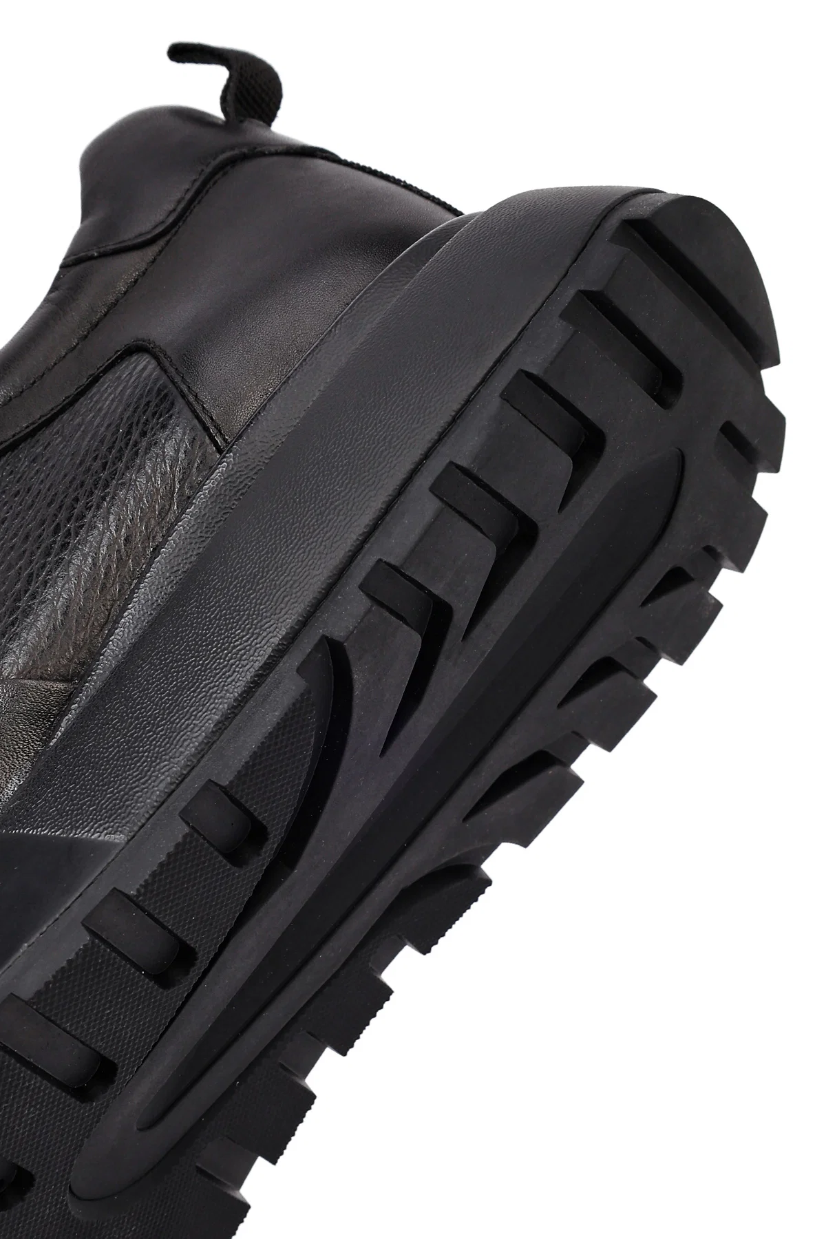 Erkek Siyah Bağcıklı Kalın Tabanlı Deri Sneaker - Image 9