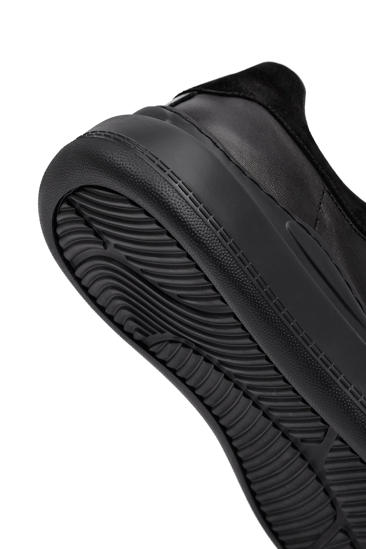 Erkek Siyah Bağcıklı Kalın Tabanlı Deri Sneaker - Image 9