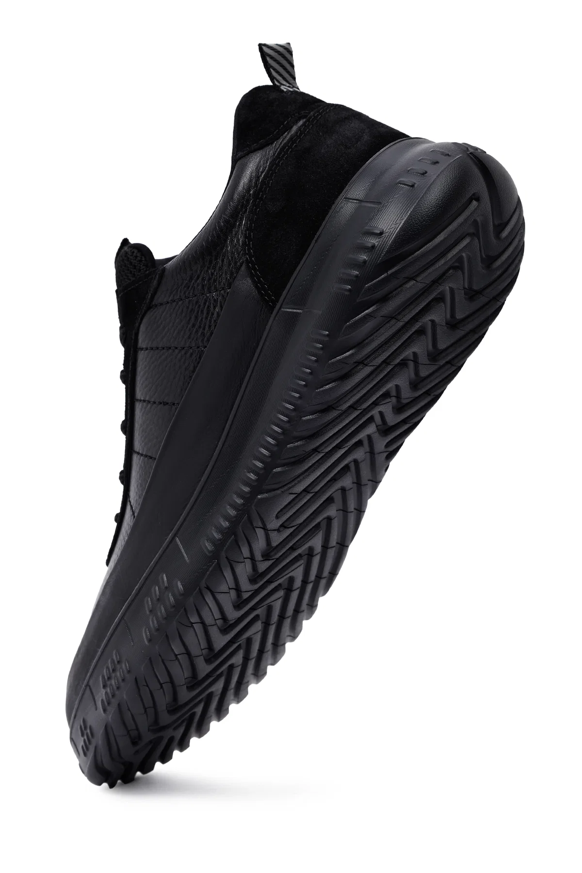 Erkek Siyah Bağcıklı Kalın Tabanlı Deri Sneaker - Image 11