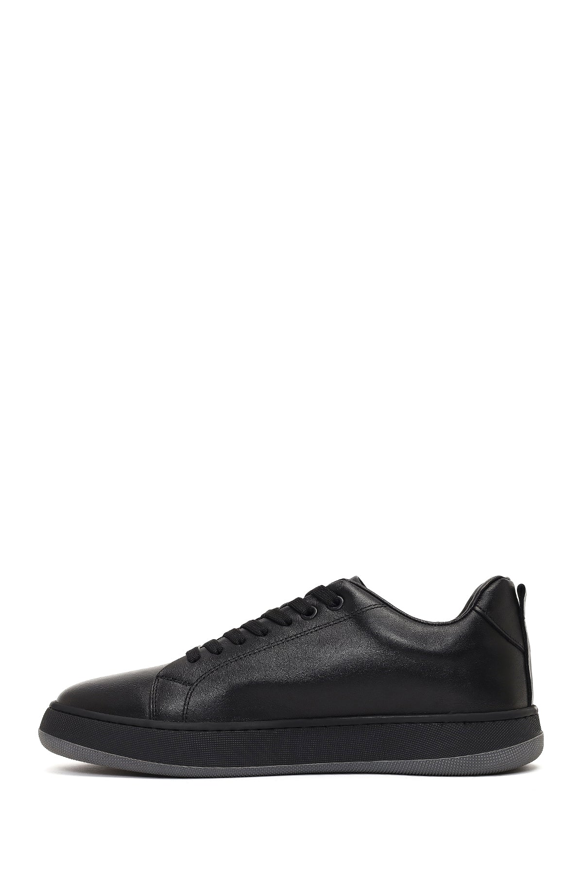 Erkek Siyah Bağcıklı Kalın Tabanlı Deri Sneaker - Image 2