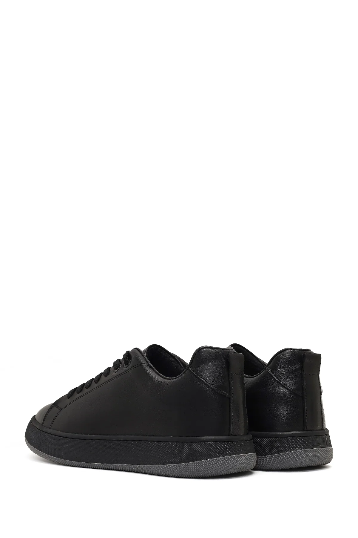 Erkek Siyah Bağcıklı Kalın Tabanlı Deri Sneaker - Image 5