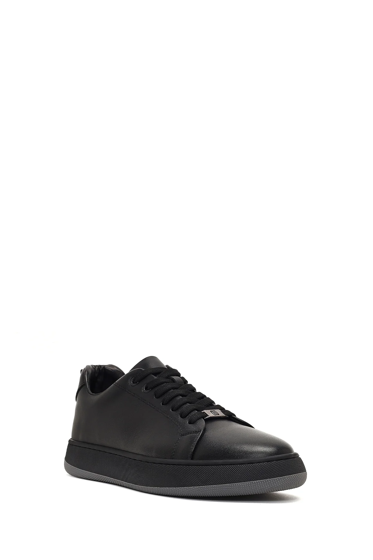 Erkek Siyah Bağcıklı Kalın Tabanlı Deri Sneaker - Image 6