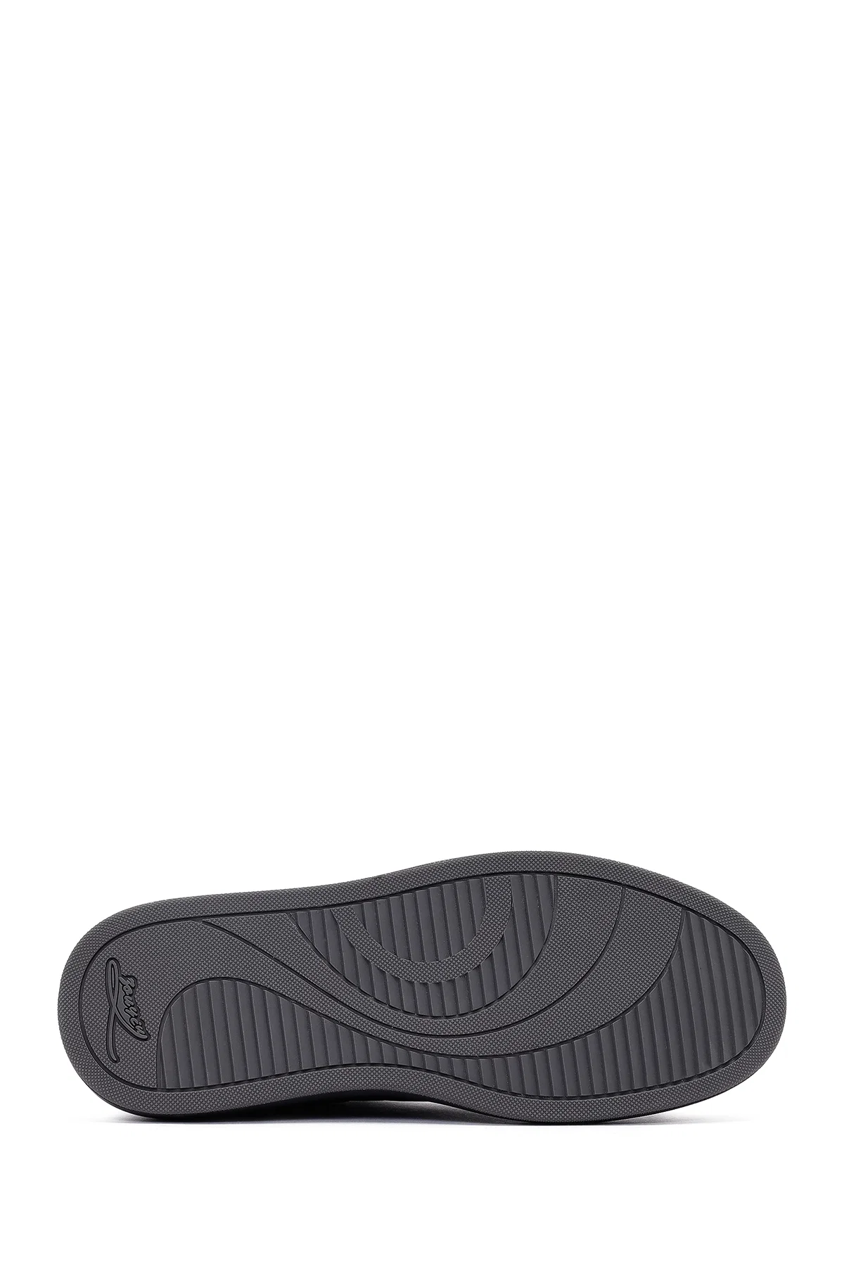 Erkek Siyah Bağcıklı Kalın Tabanlı Deri Sneaker - Image 4