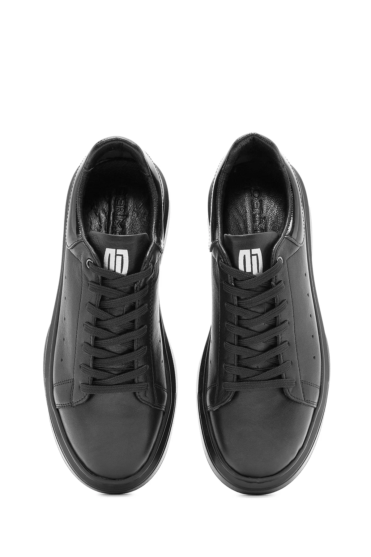Erkek Siyah Bağcıklı Kalın Tabanlı Deri Sneaker - Image 7