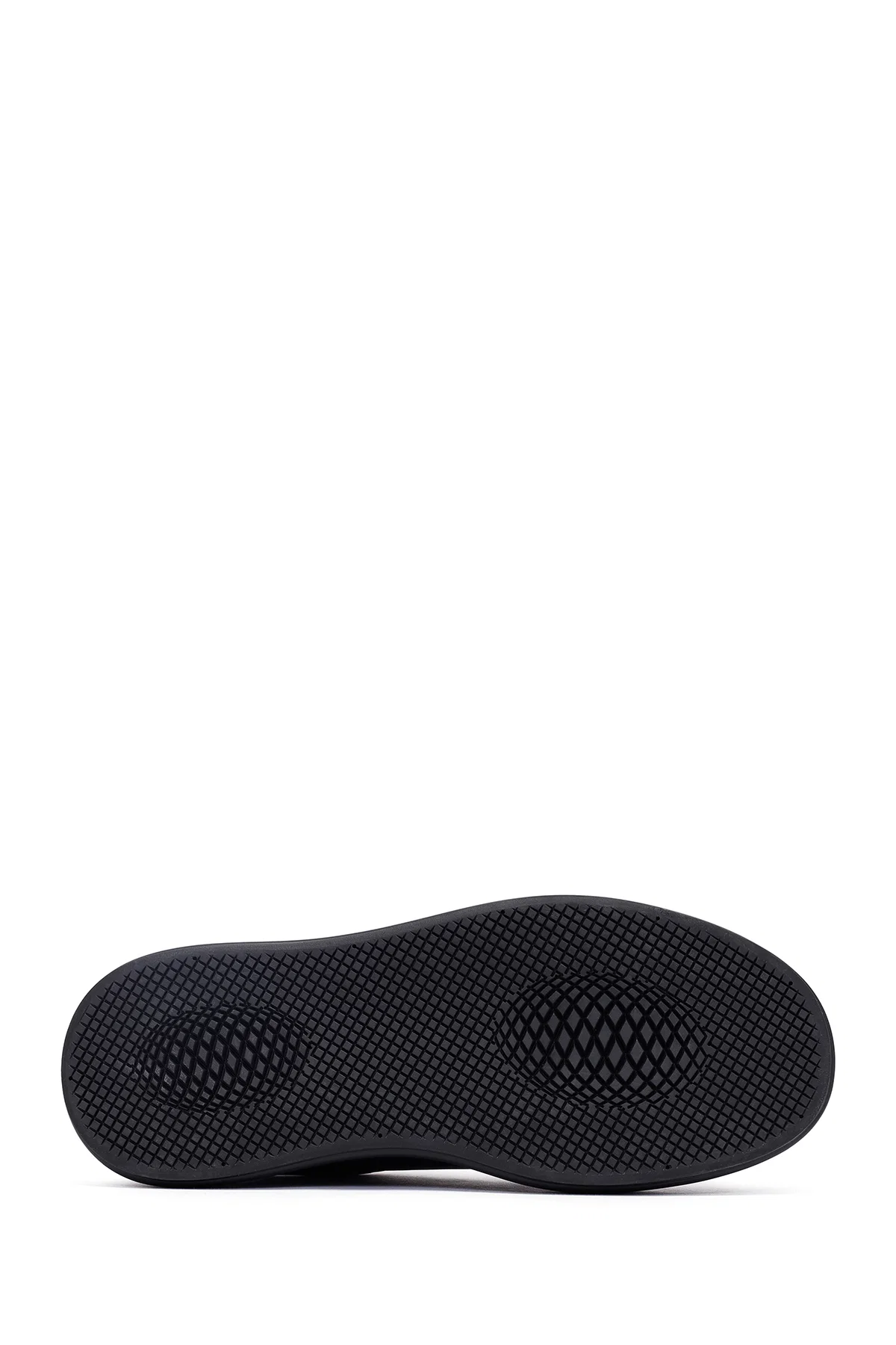 Erkek Siyah Bağcıklı Kalın Tabanlı Deri Sneaker - Image 4