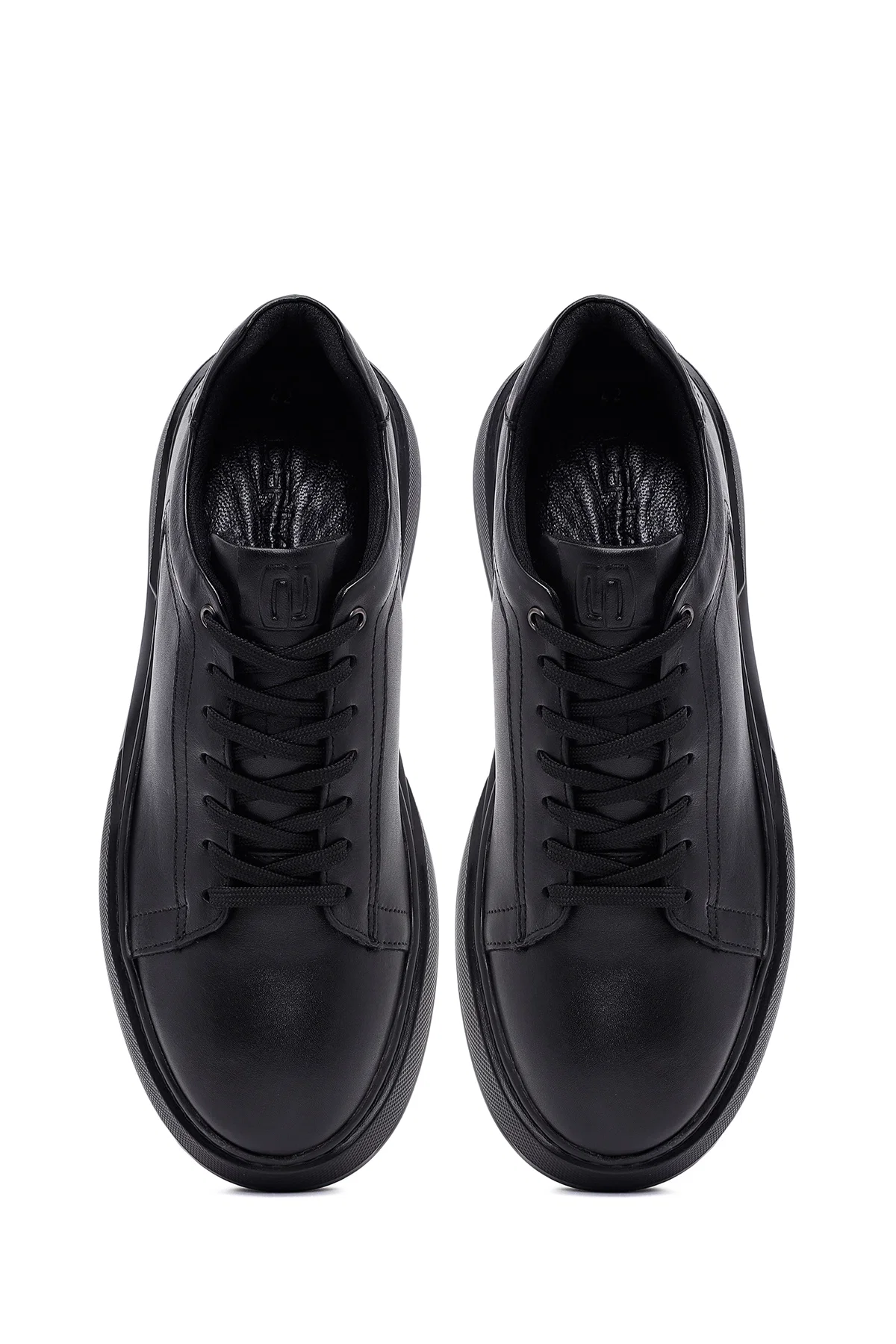 Erkek Siyah Bağcıklı Kalın Tabanlı Deri Sneaker - Image 7