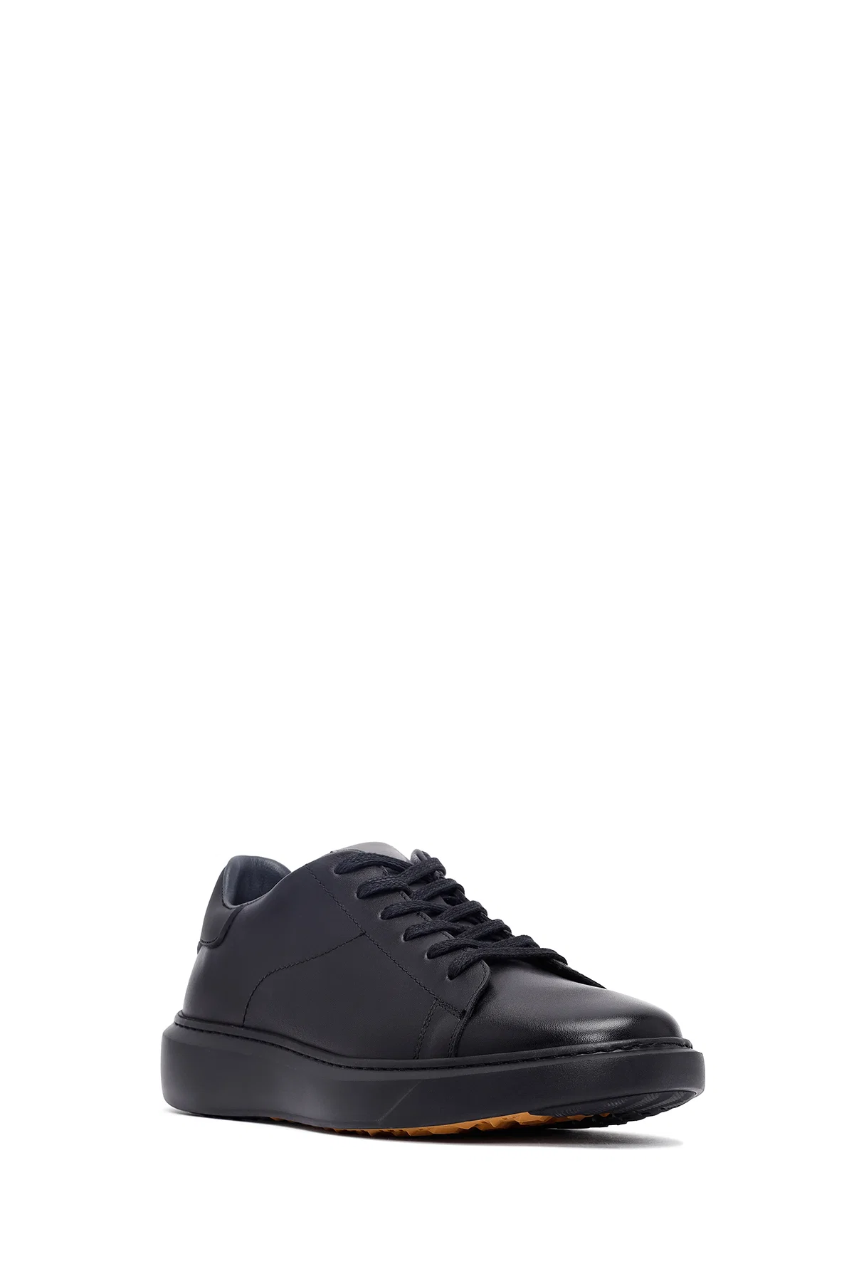 Erkek Siyah Bağcıklı Kalın Tabanlı Deri Sneaker - Image 6