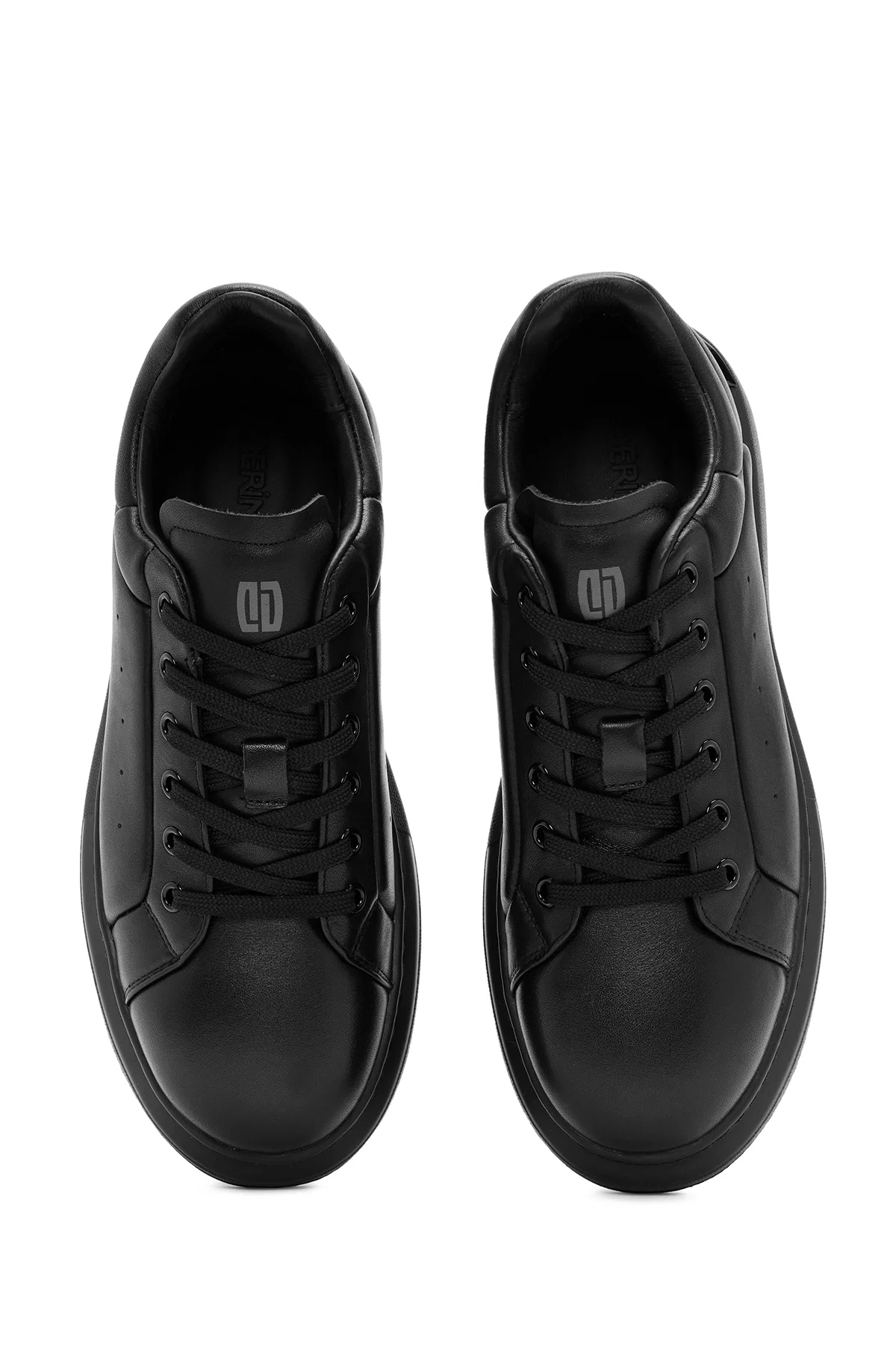 Erkek Siyah Bağcıklı Kalın Tabanlı Deri Sneaker - Image 7