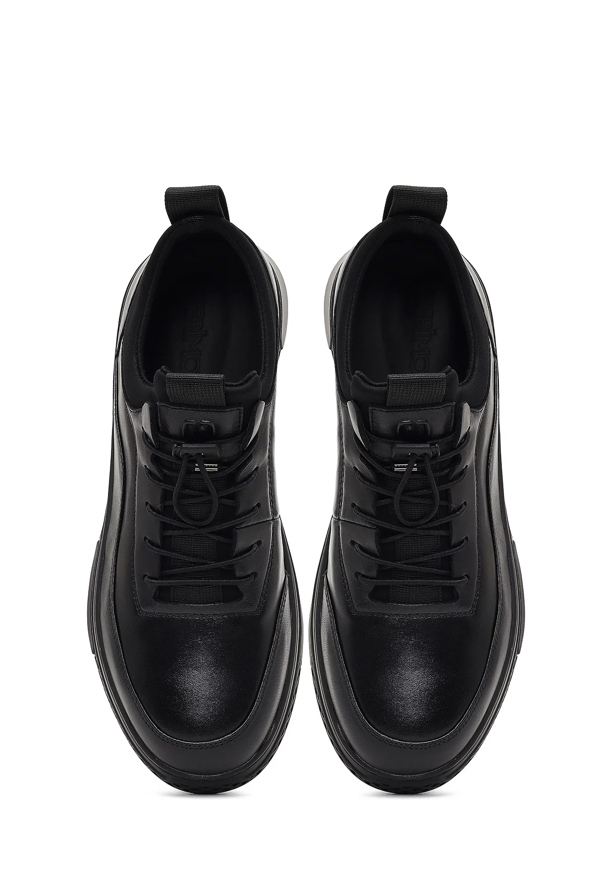 Erkek Siyah Bağcıklı Kalın Tabanlı Deri Sneaker - Image 7