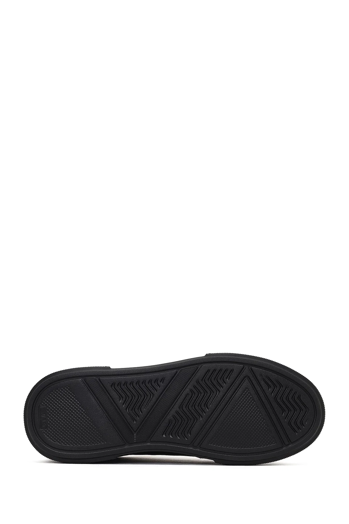 Erkek Siyah Bağcıklı Kalın Tabanlı Deri Sneaker - Image 4