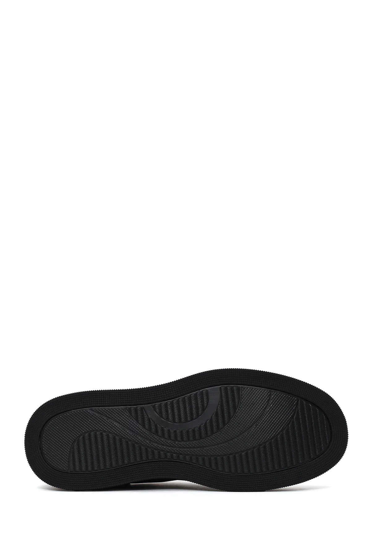 Erkek Siyah Bağcıklı Kalın Tabanlı Deri Sneaker - Image 5