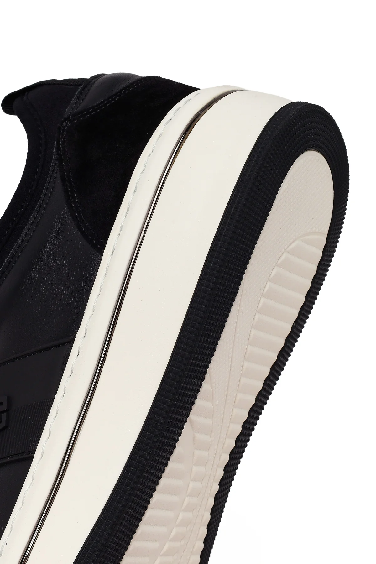 Erkek Siyah Bağcıklı Kalın Tabanlı Deri Sneaker - Image 8