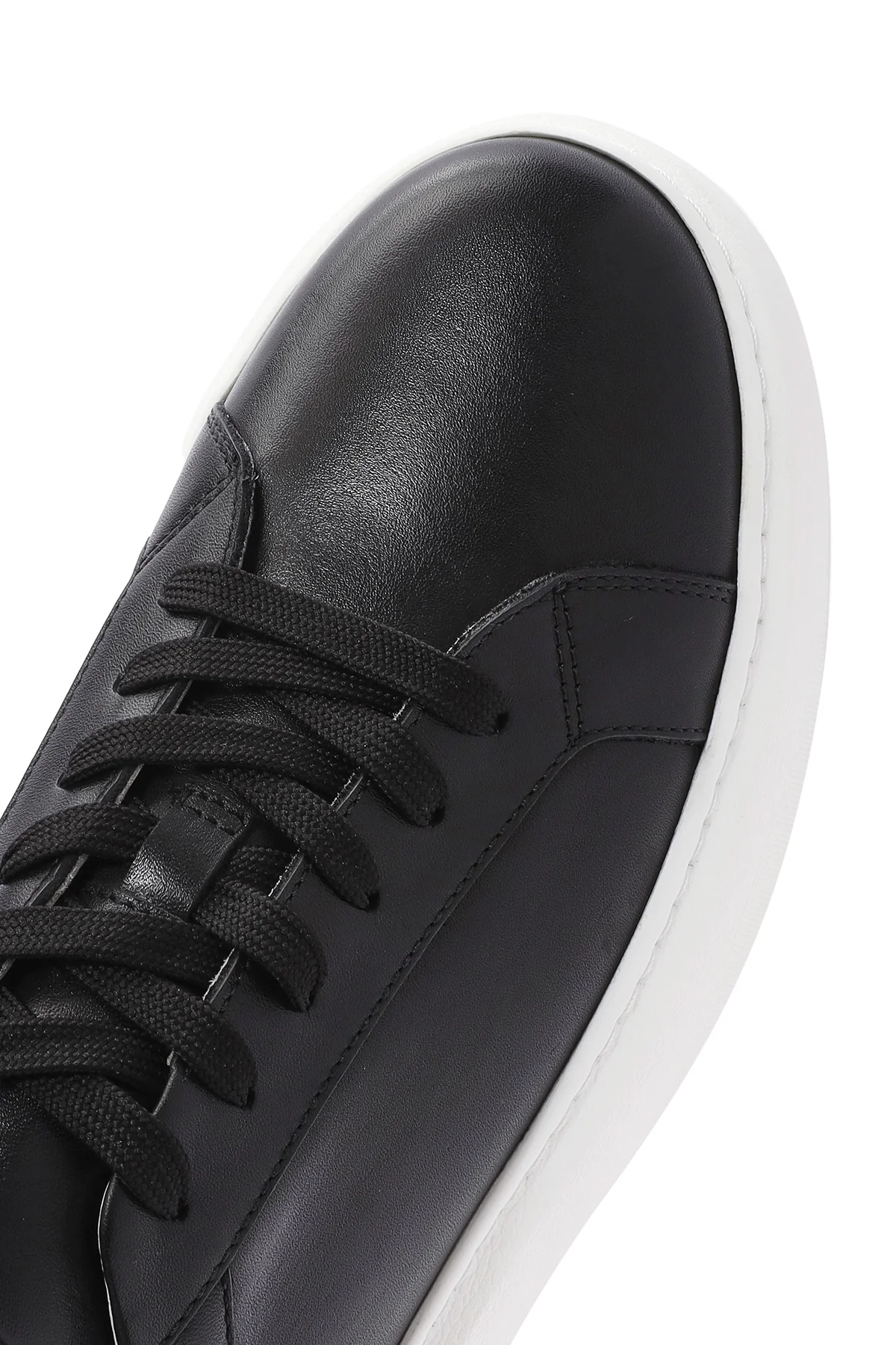 Erkek Siyah Bağcıklı Kalın Tabanlı Deri Sneaker - Image 8