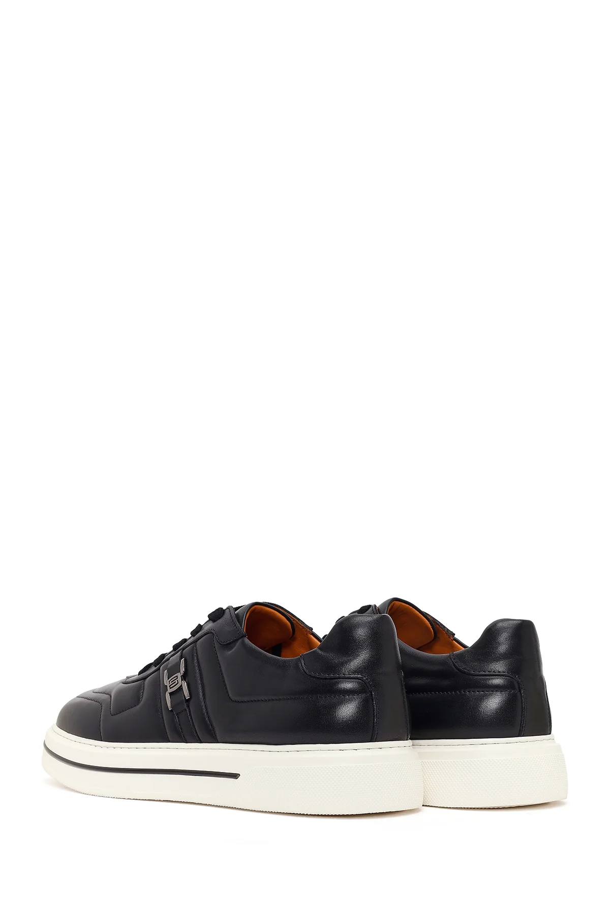 Erkek Siyah Bağcıklı Kalın Tabanlı Deri Sneaker - Image 6