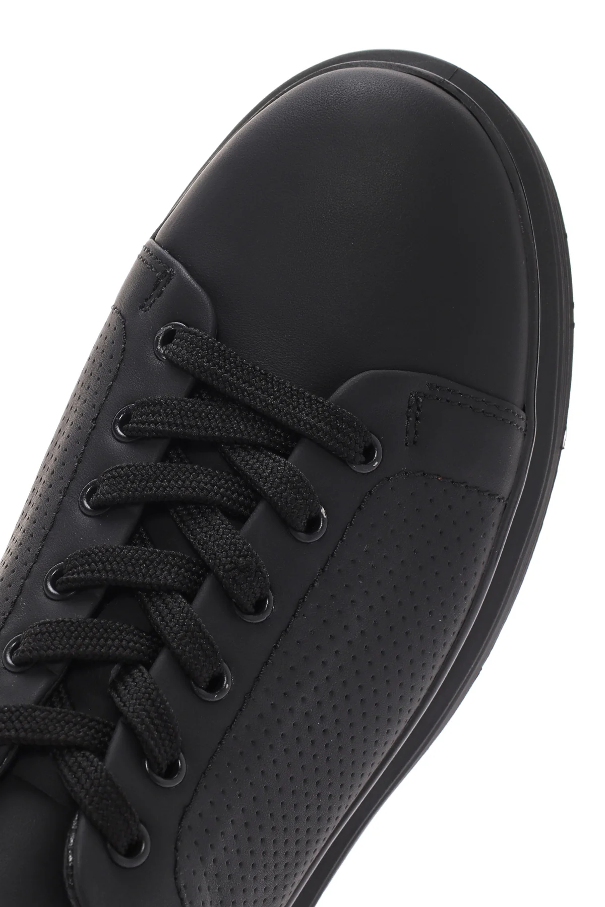 Erkek Siyah Bağcıklı Kalın Tabanlı Deri Sneaker - Image 10