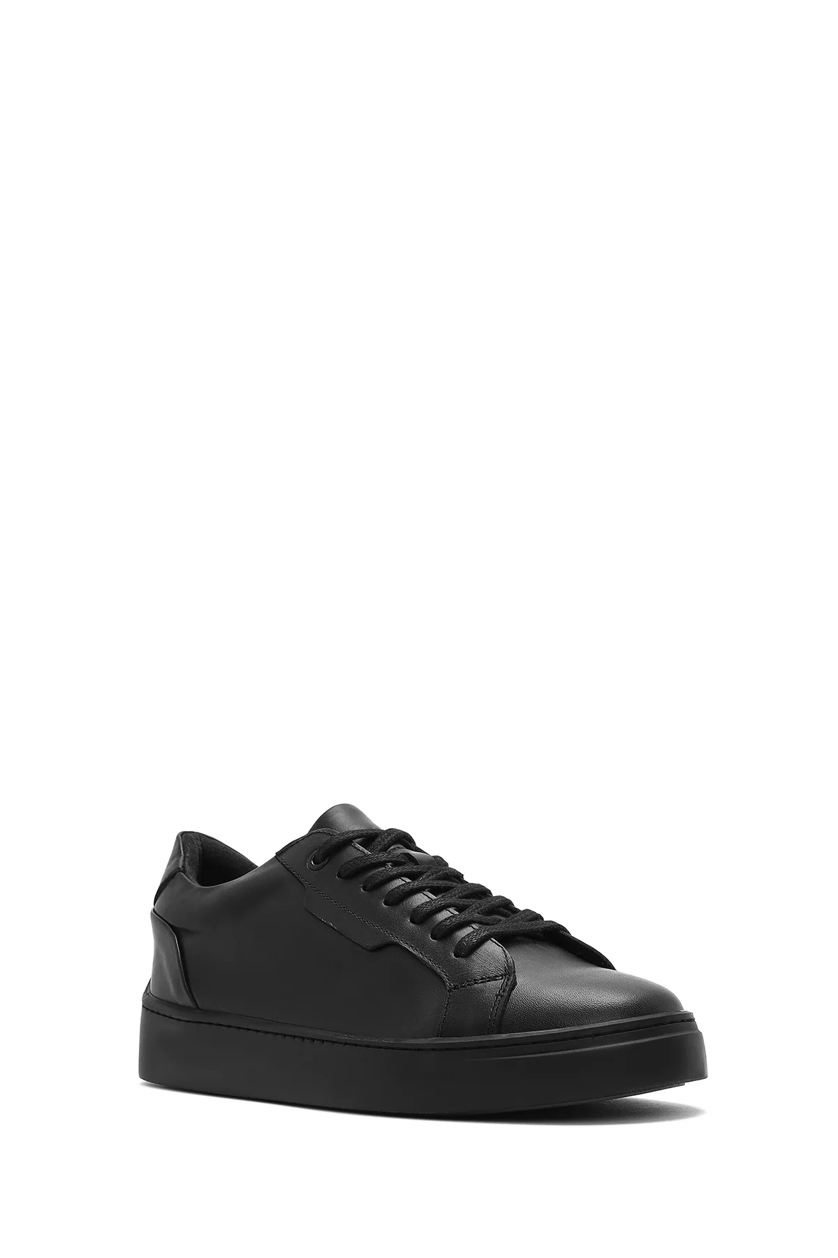 Erkek Siyah Bağcıklı Kalın Tabanlı Deri Sneaker - Image 7