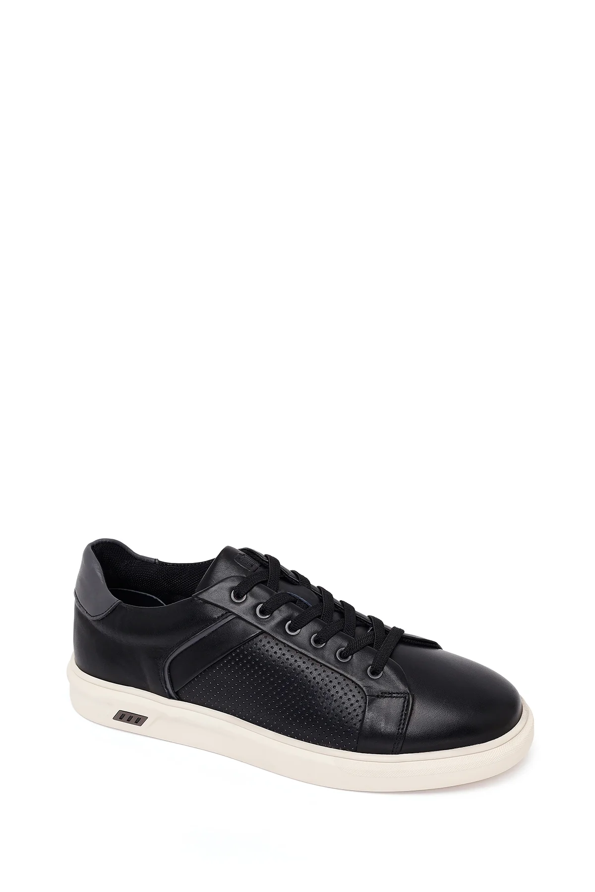 Erkek Siyah Bağcıklı Kalın Tabanlı Deri Sneaker - Image 7