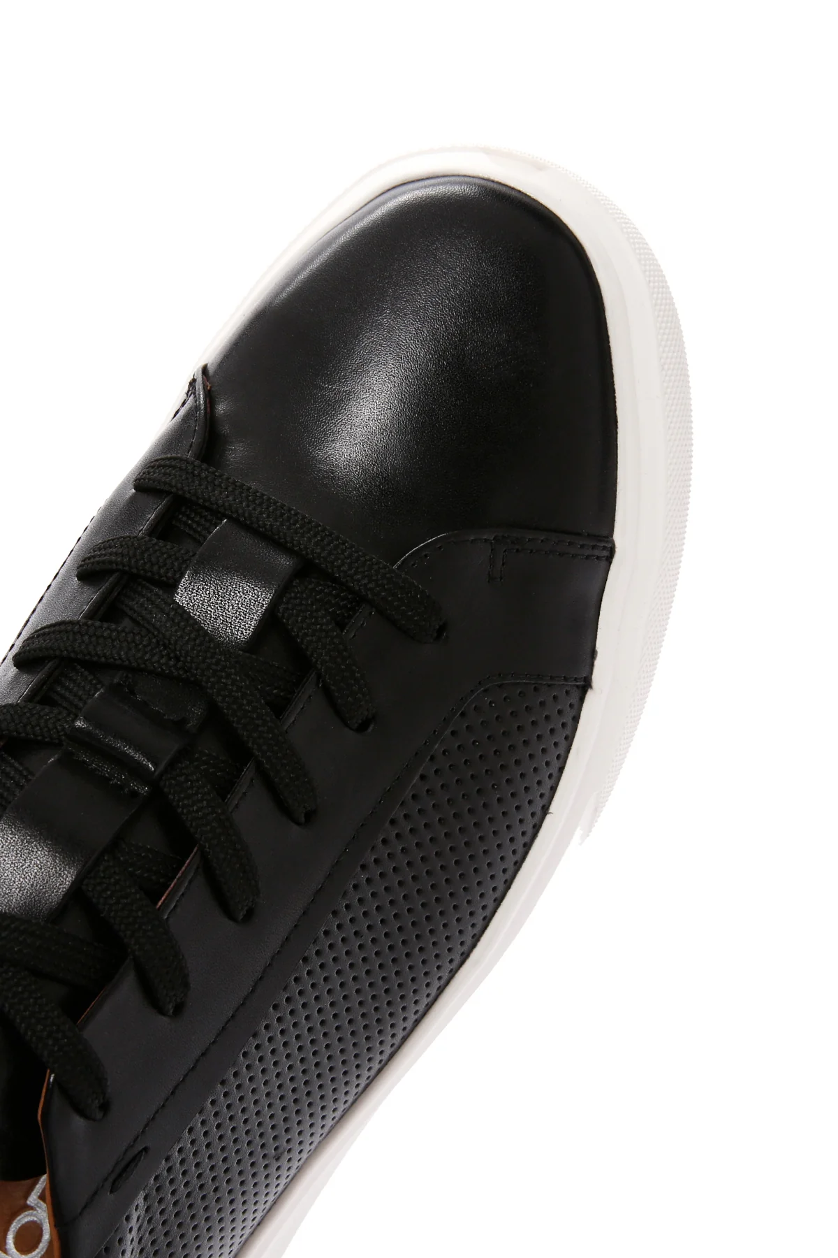 Erkek Siyah Bağcıklı Kalın Tabanlı Deri Sneaker - Image 10
