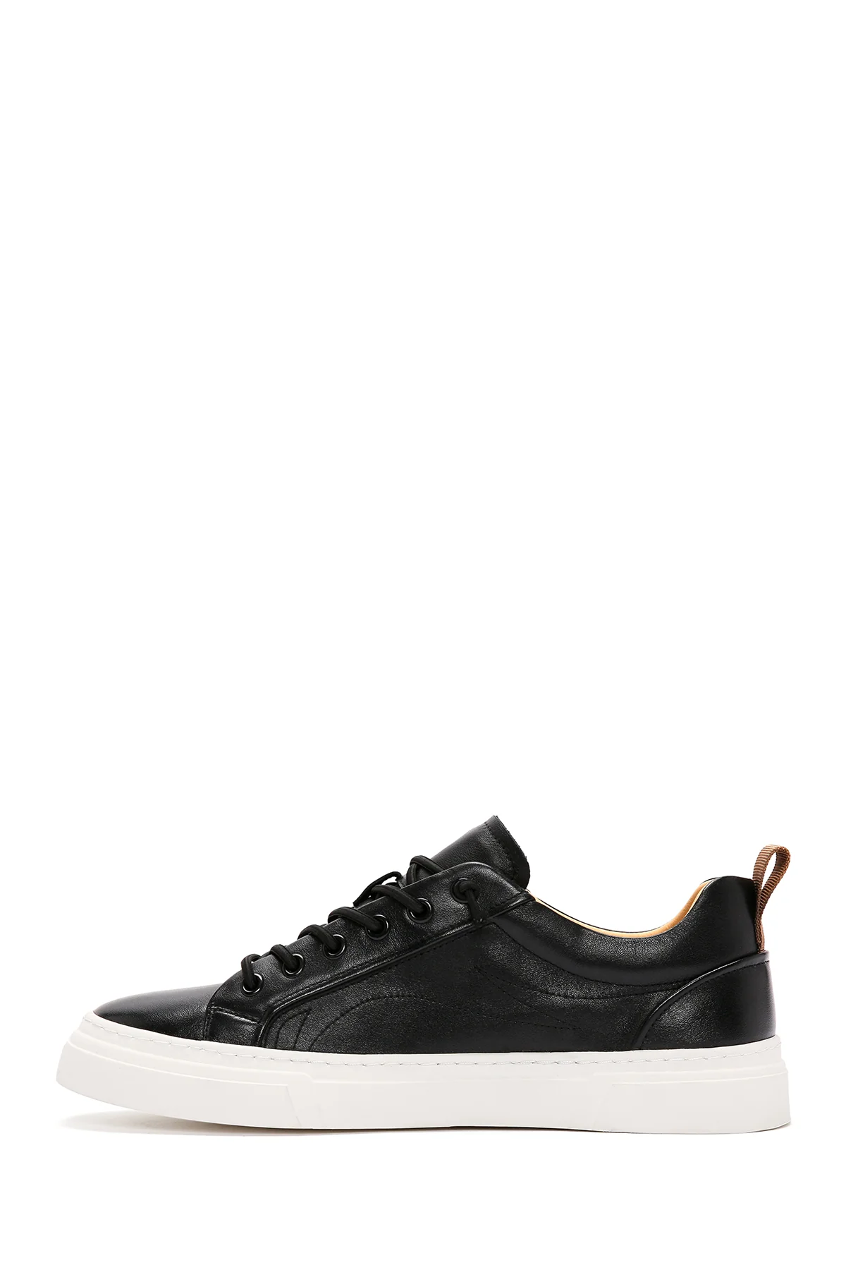 Erkek Siyah Bağcıklı Kalın Tabanlı Deri Sneaker - Image 3