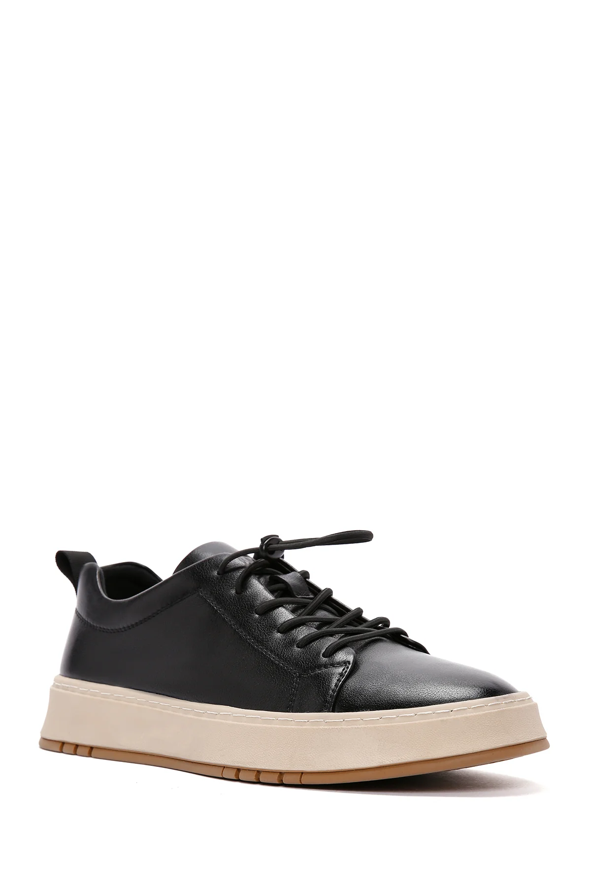 Erkek Siyah Bağcıklı Kalın Tabanlı Deri Sneaker - Image 7