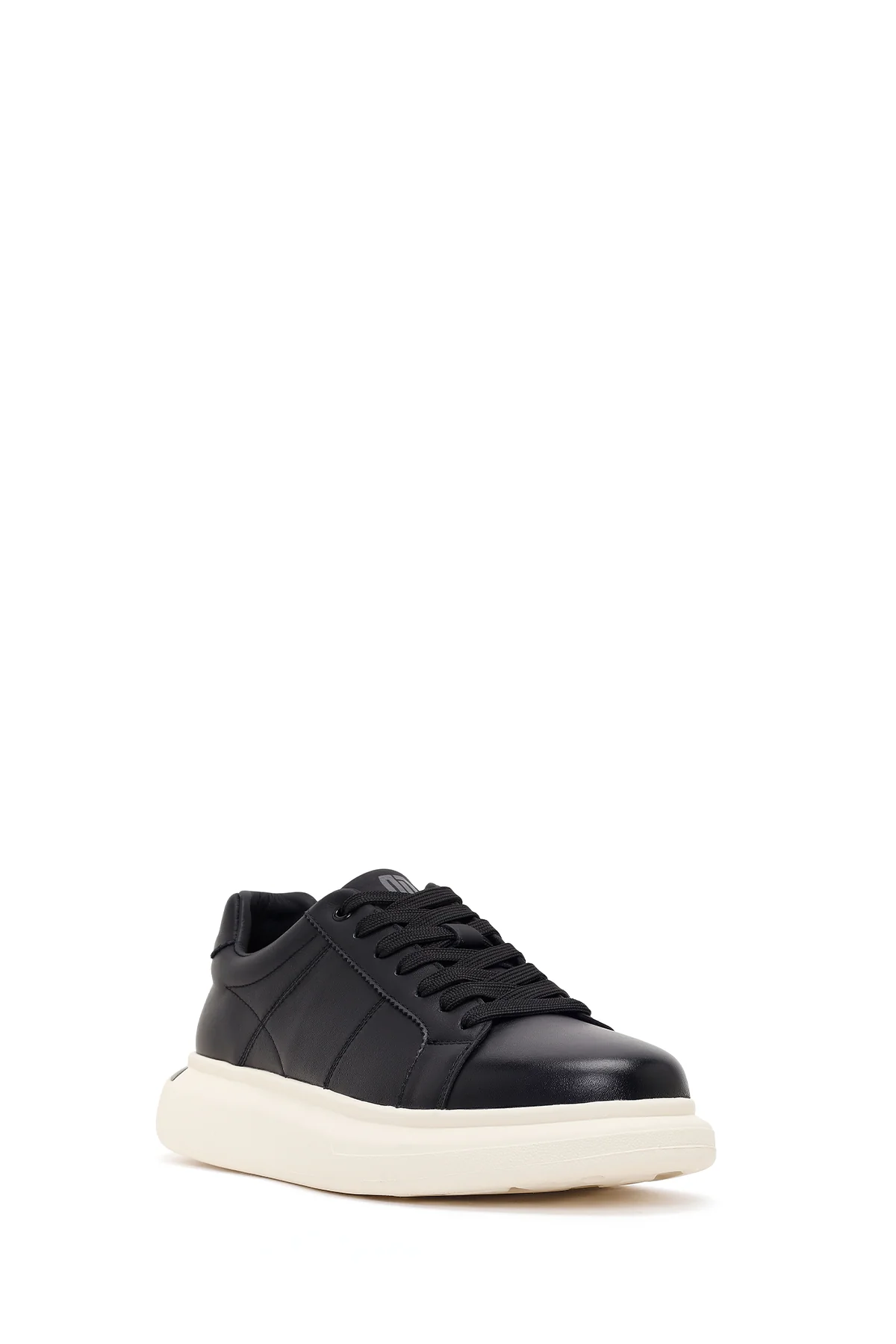 Erkek Siyah Bağcıklı Kalın Tabanlı Deri Sneaker - Image 7