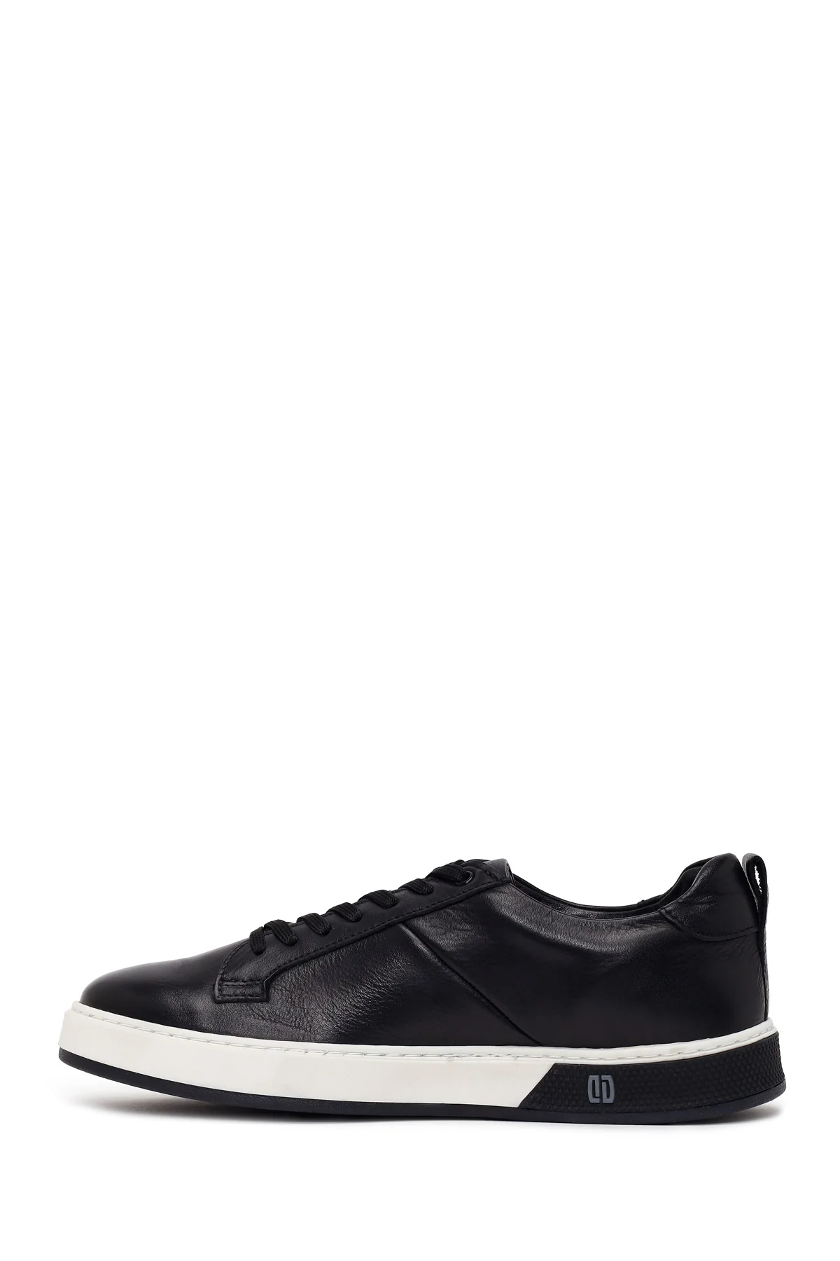 Erkek Siyah Bağcıklı Kalın Tabanlı Deri Sneaker - Image 4