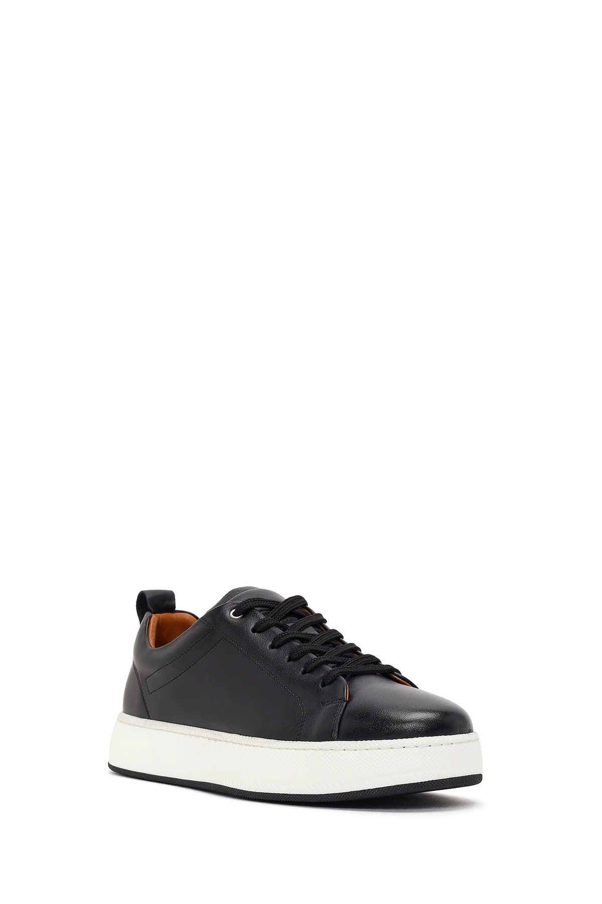 Erkek Siyah Bağcıklı Kalın Tabanlı Deri Sneaker - Image 7