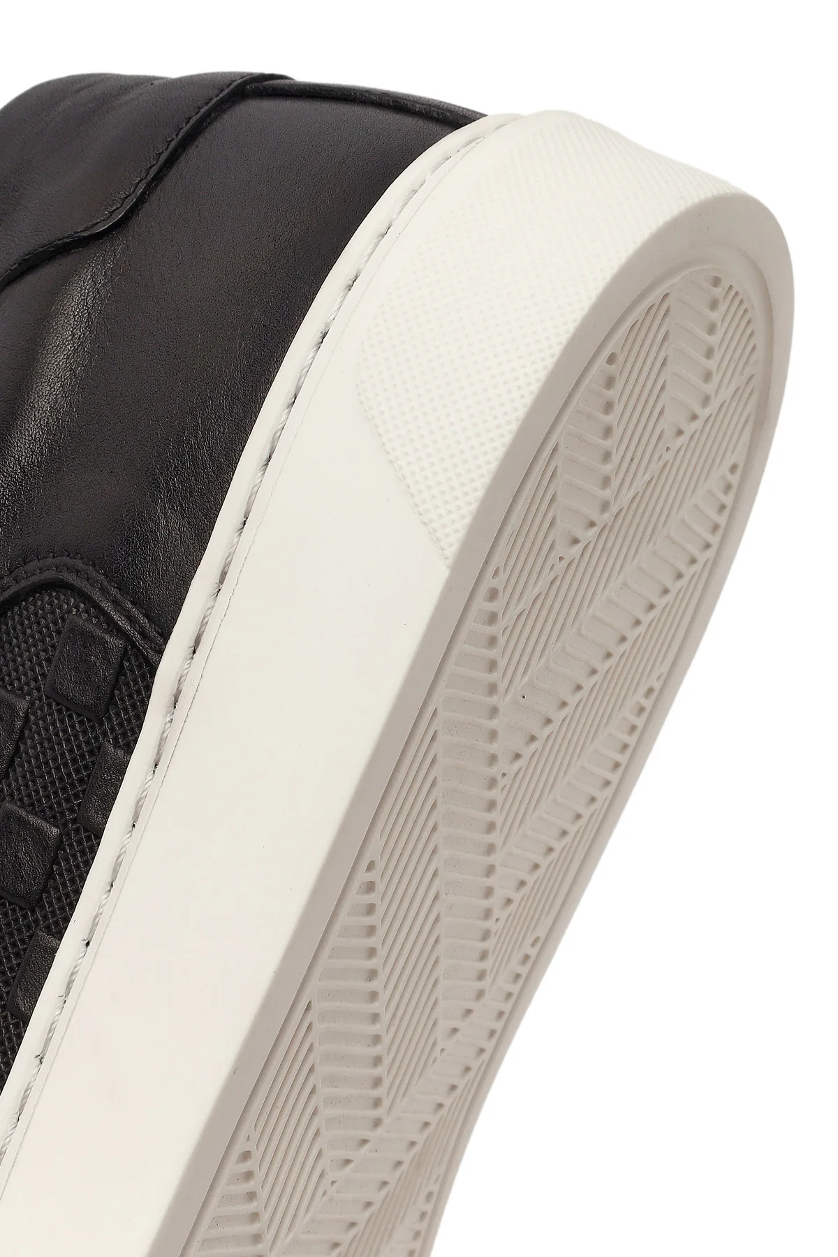 Erkek Siyah Bağcıklı Kalın Tabanlı Desenli Deri Sneaker - Image 8