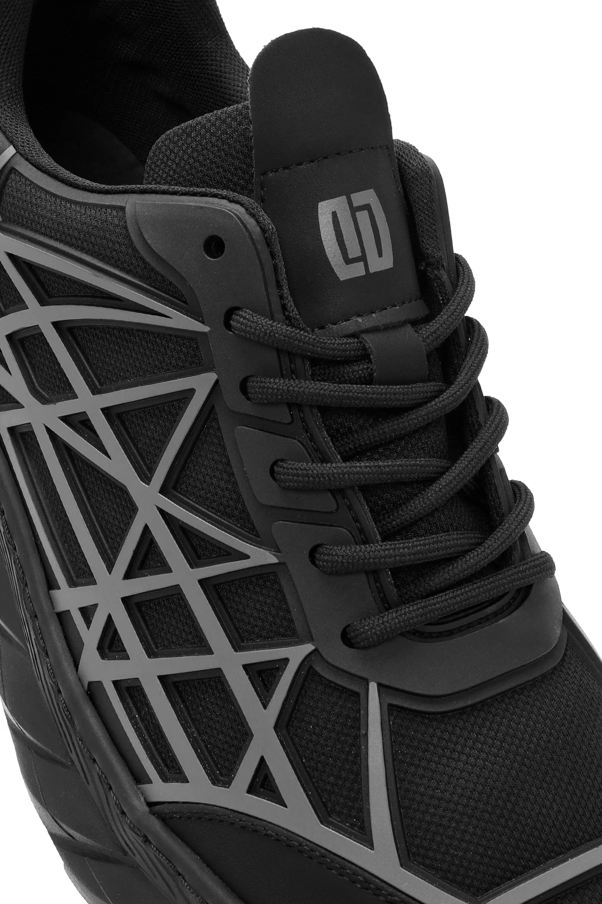 Erkek Siyah Bağcıklı Kalın Tabanlı Kumaş Sneaker - Image 9