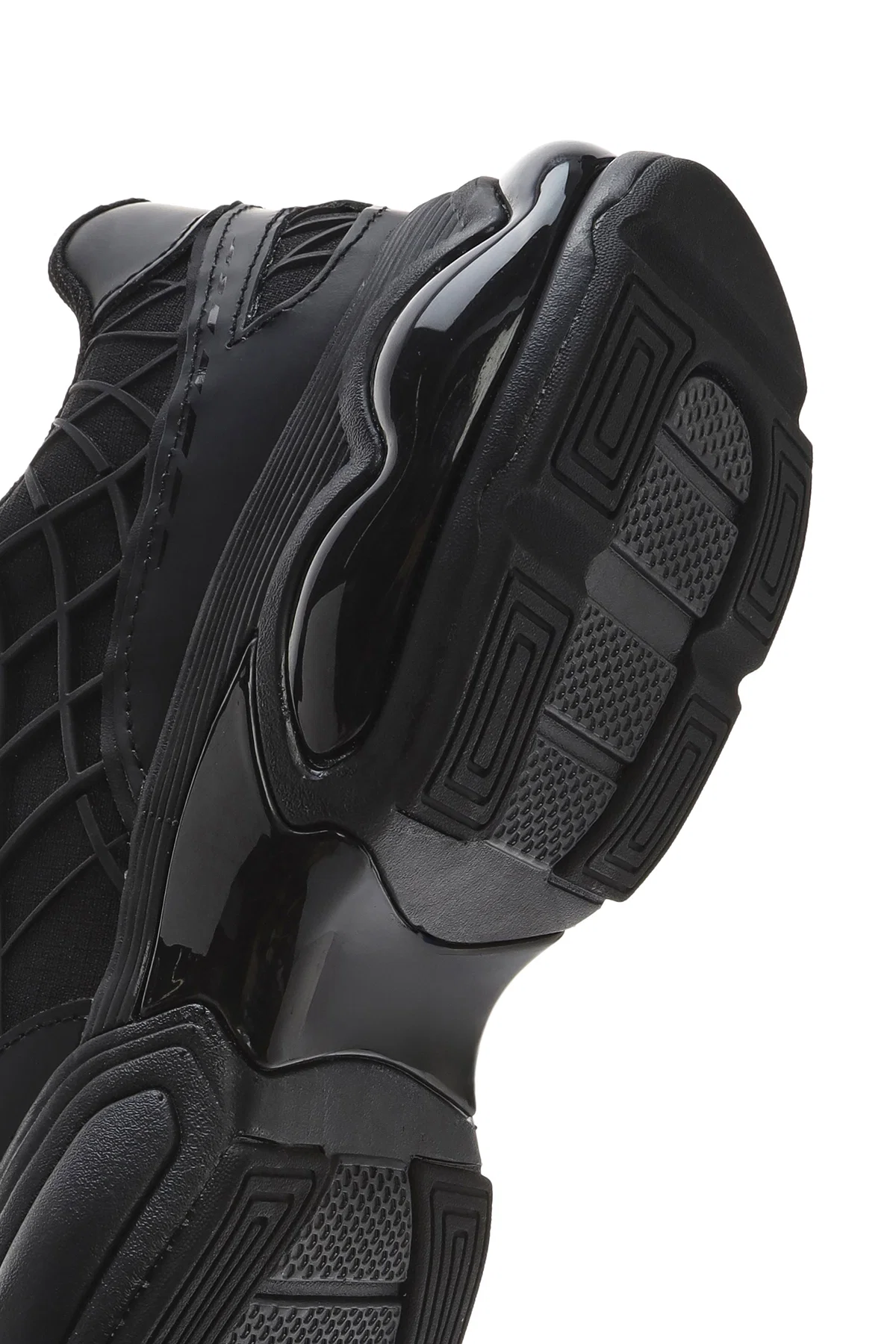 Erkek Siyah Bağcıklı Kalın Tabanlı Kumaş Sneaker - Image 9