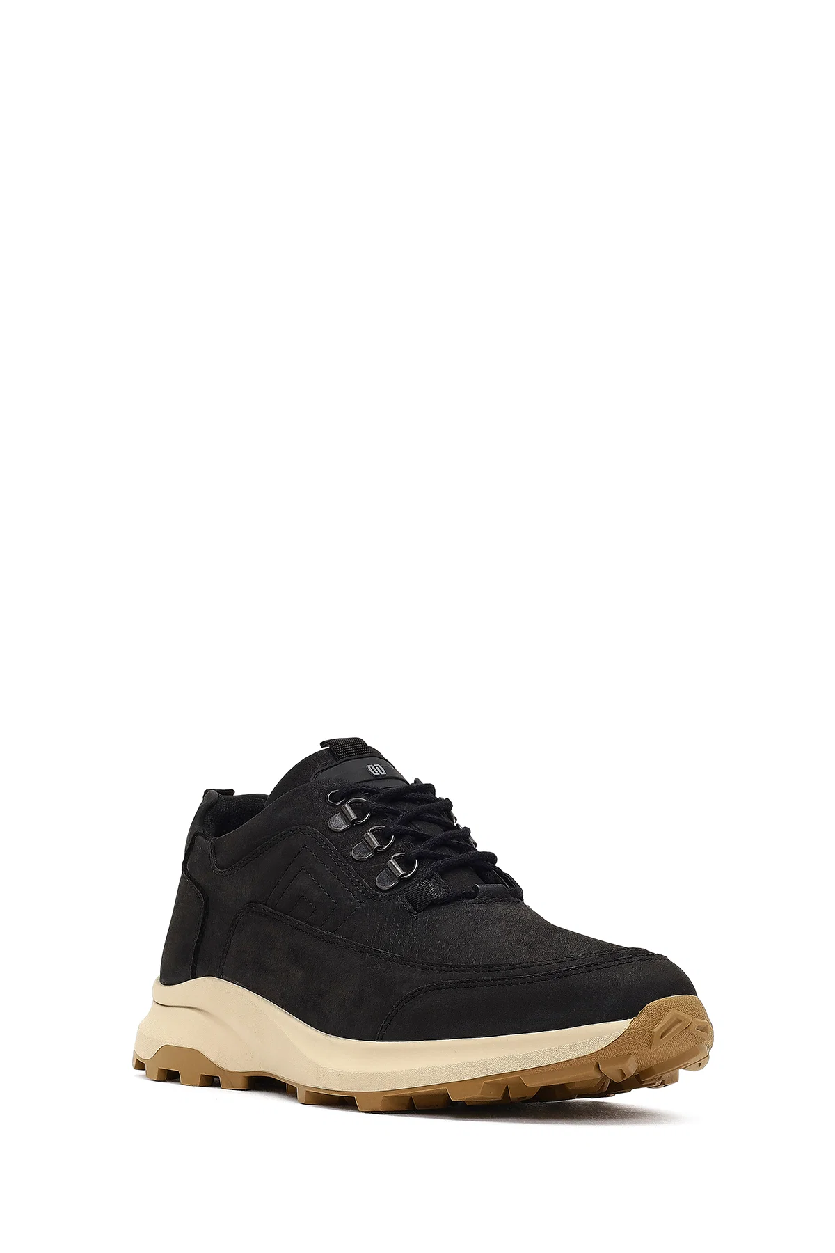 Erkek Siyah Bağcıklı Kalın Tabanlı Nubuk Deri Casual Sneaker - Image 6