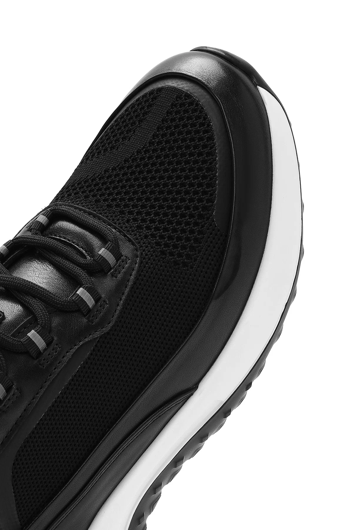 Erkek Siyah Bağcıklı Kalın Tabanlı Sneaker - Image 9