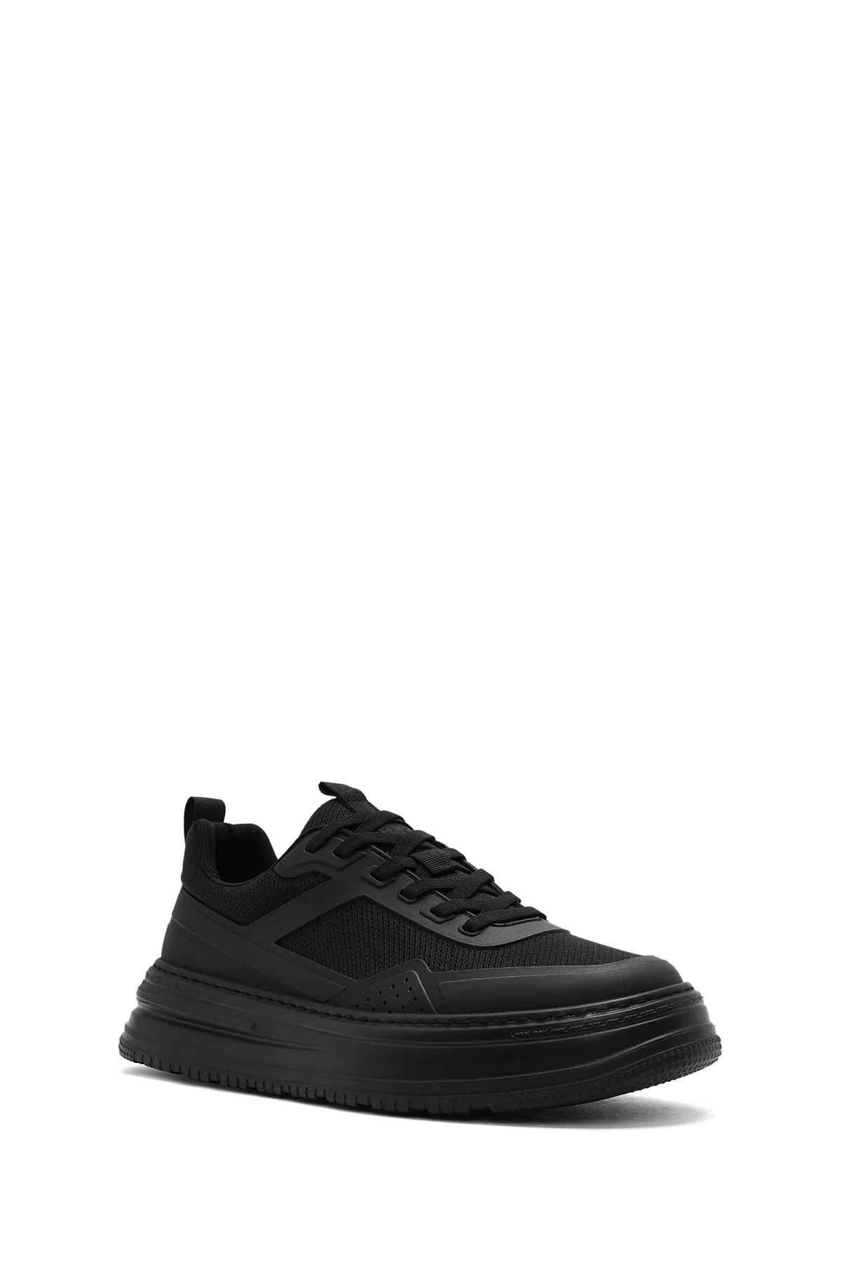 Erkek Siyah Bağcıklı Kalın Tabanlı Sneaker - Image 6