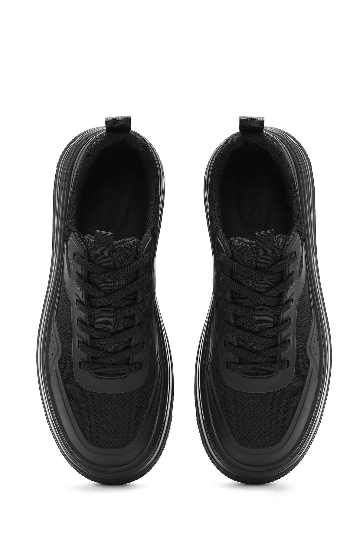 Erkek Siyah Bağcıklı Kalın Tabanlı Sneaker - Image 7